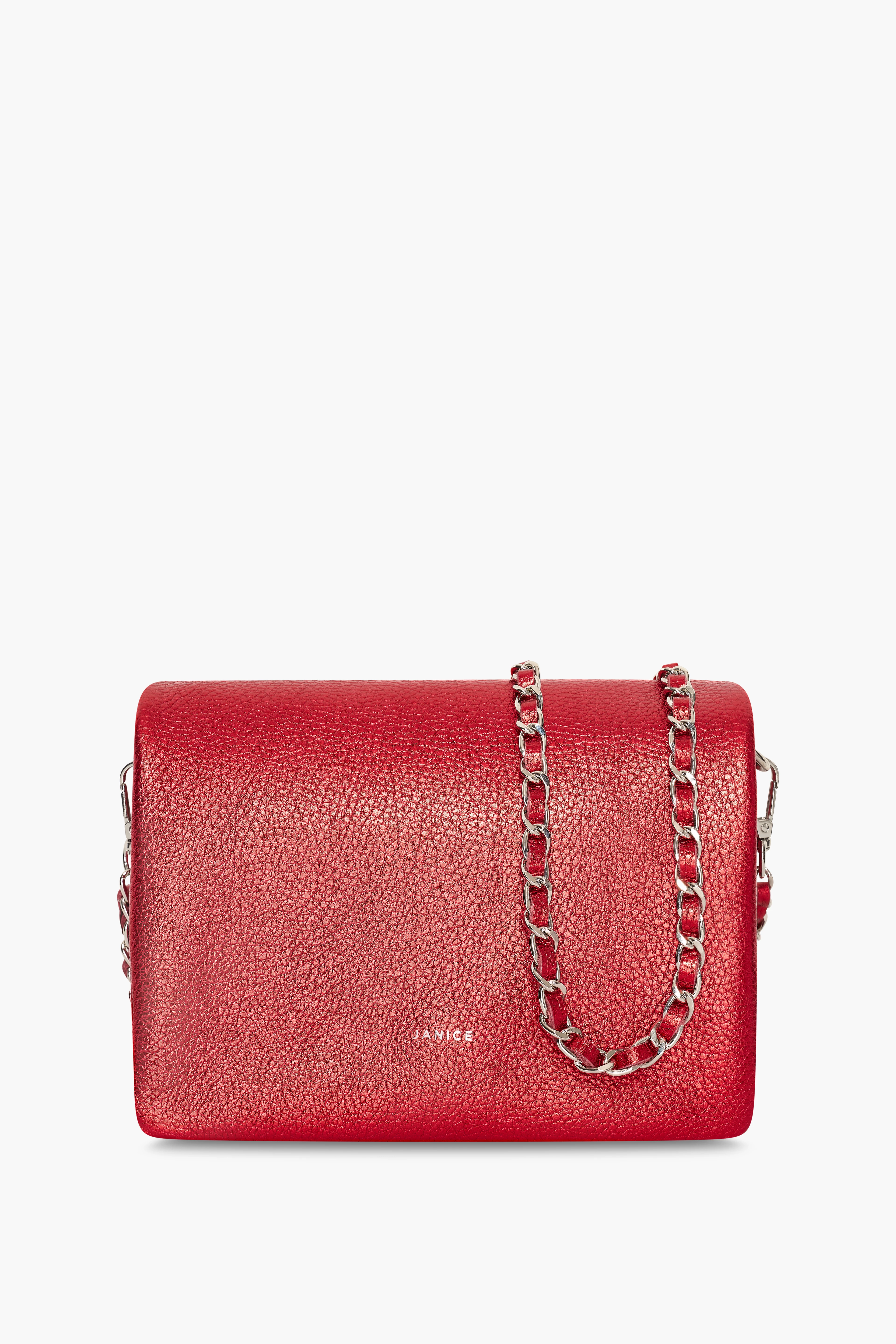 Leder-Umhängetasche für Damen Skylar Rot Metallic