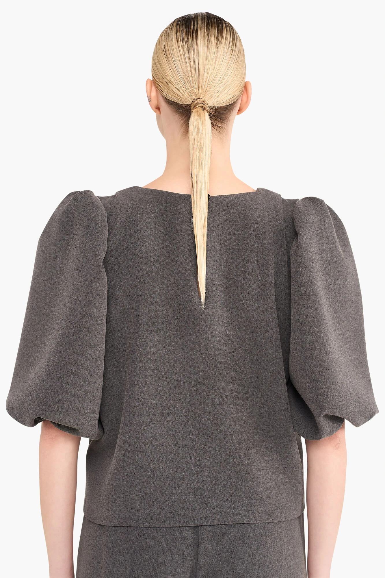 Top für Damen mit Puffärmeln, Modell Zayn, grau