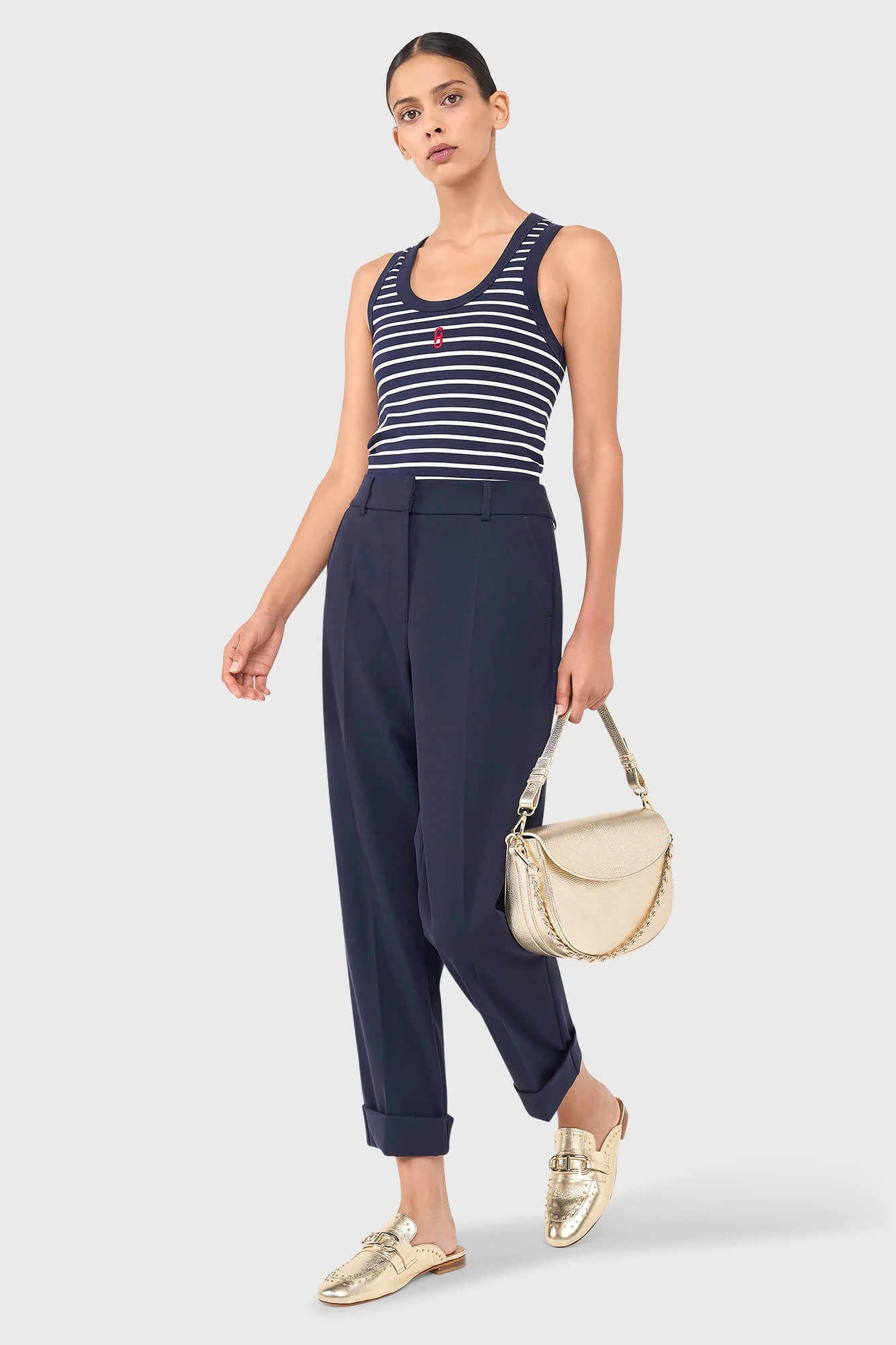 Joni Top Streep Donker Blauw