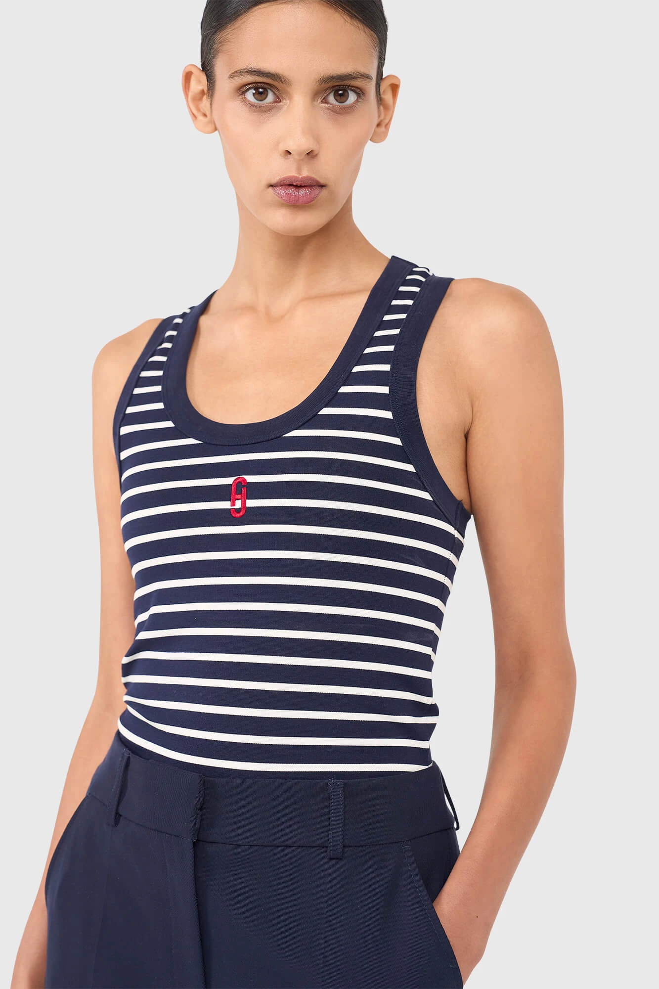 Joni Top Streep Donker Blauw
