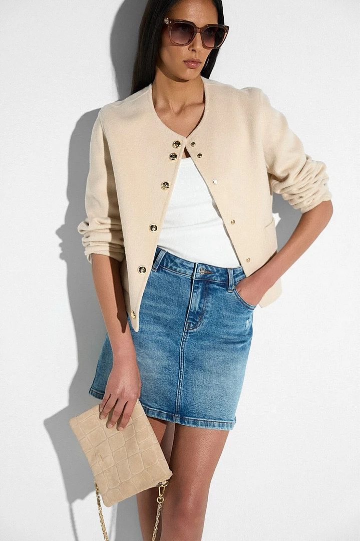 Women's Short Cashmere Coat, Vince Double-Faced, Beige