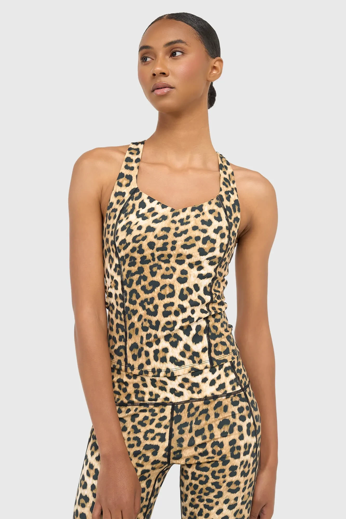 Top Damen-Sport-BH Ryle Yoga mit Leopardenmuster