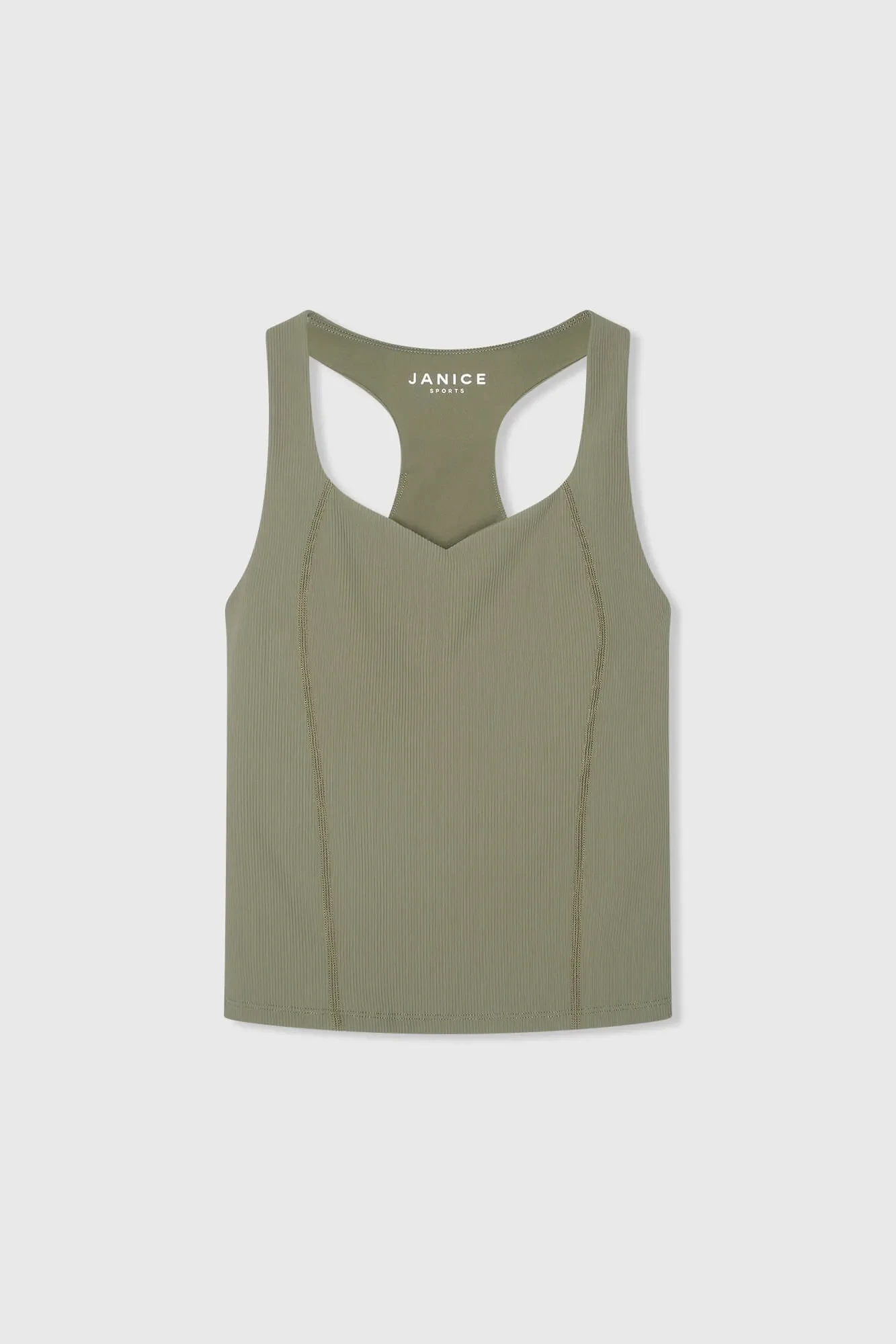 Top Damen-Sport-BH Yoga Ryle Grün Rippstrick