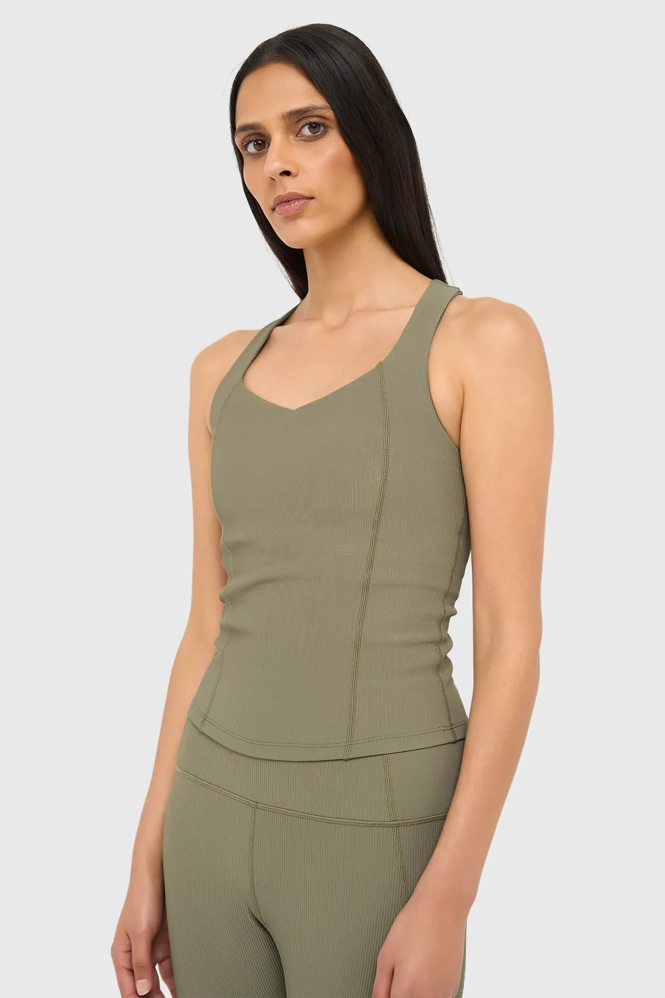 Top Dames Sport Bh Yoga Ryle Groen Rib