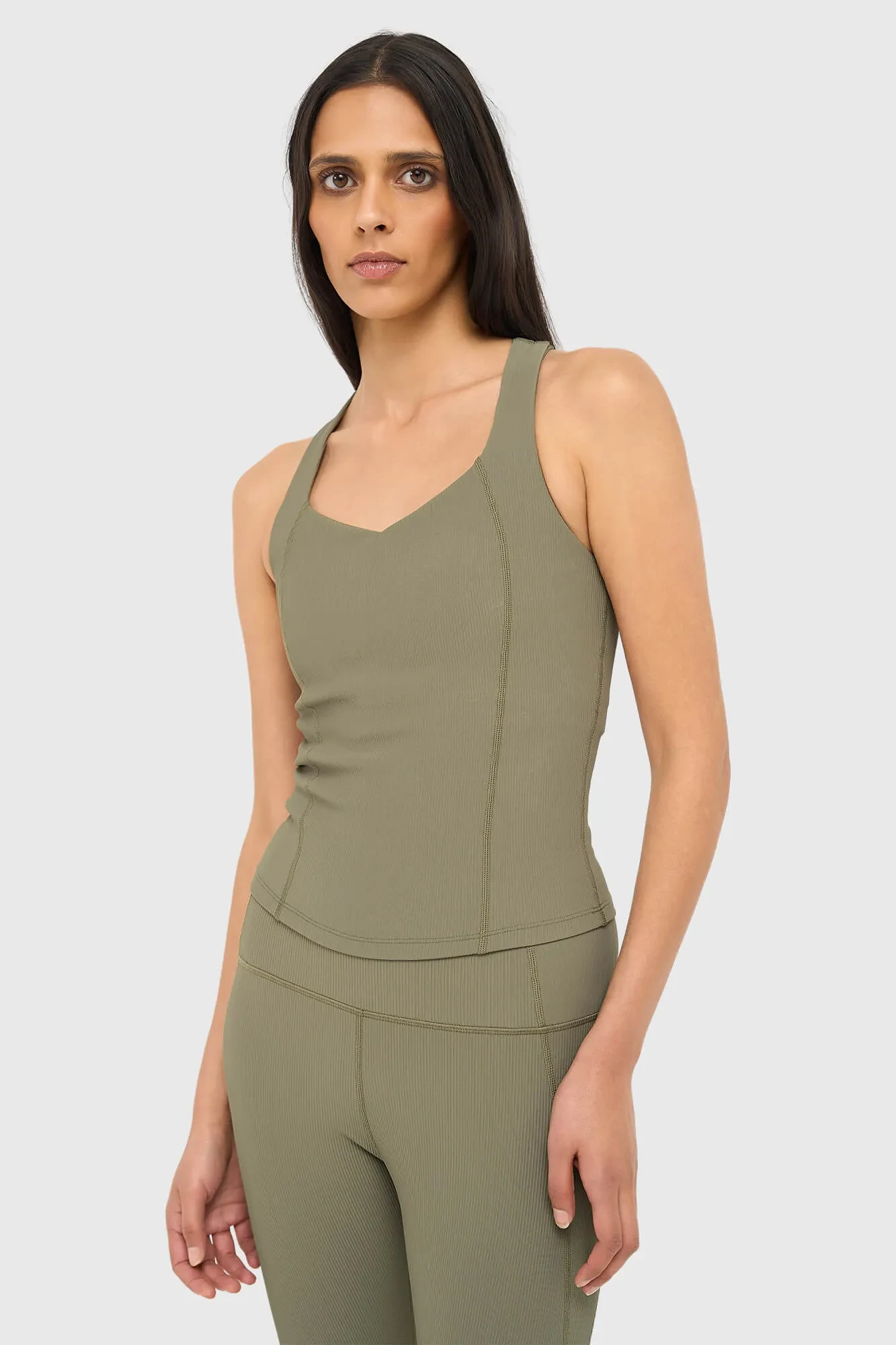 Top Dames Sport Bh Yoga Ryle Groen Rib