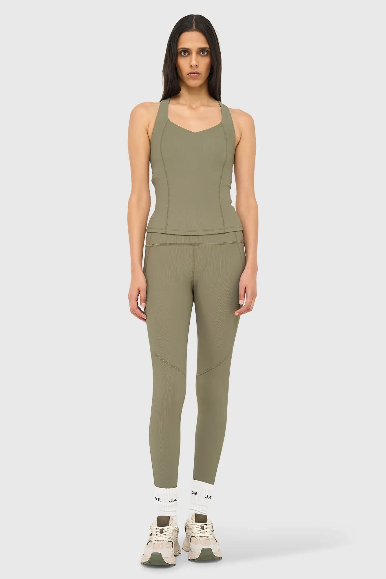 Top Dames Sport Bh Yoga Ryle Groen Rib