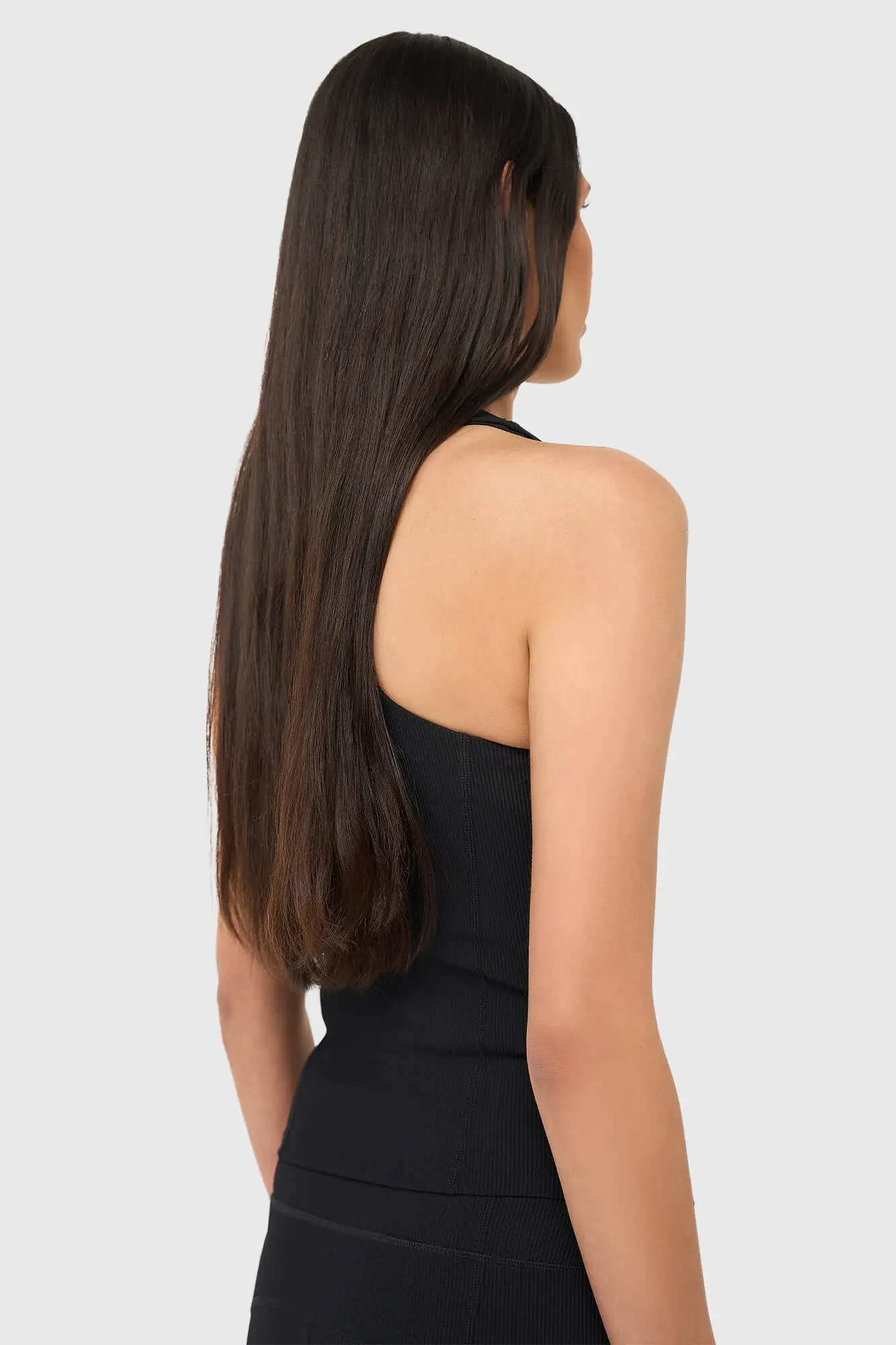 Top Damen-Sport-BH Yoga Ryle Schwarz Rippstrick