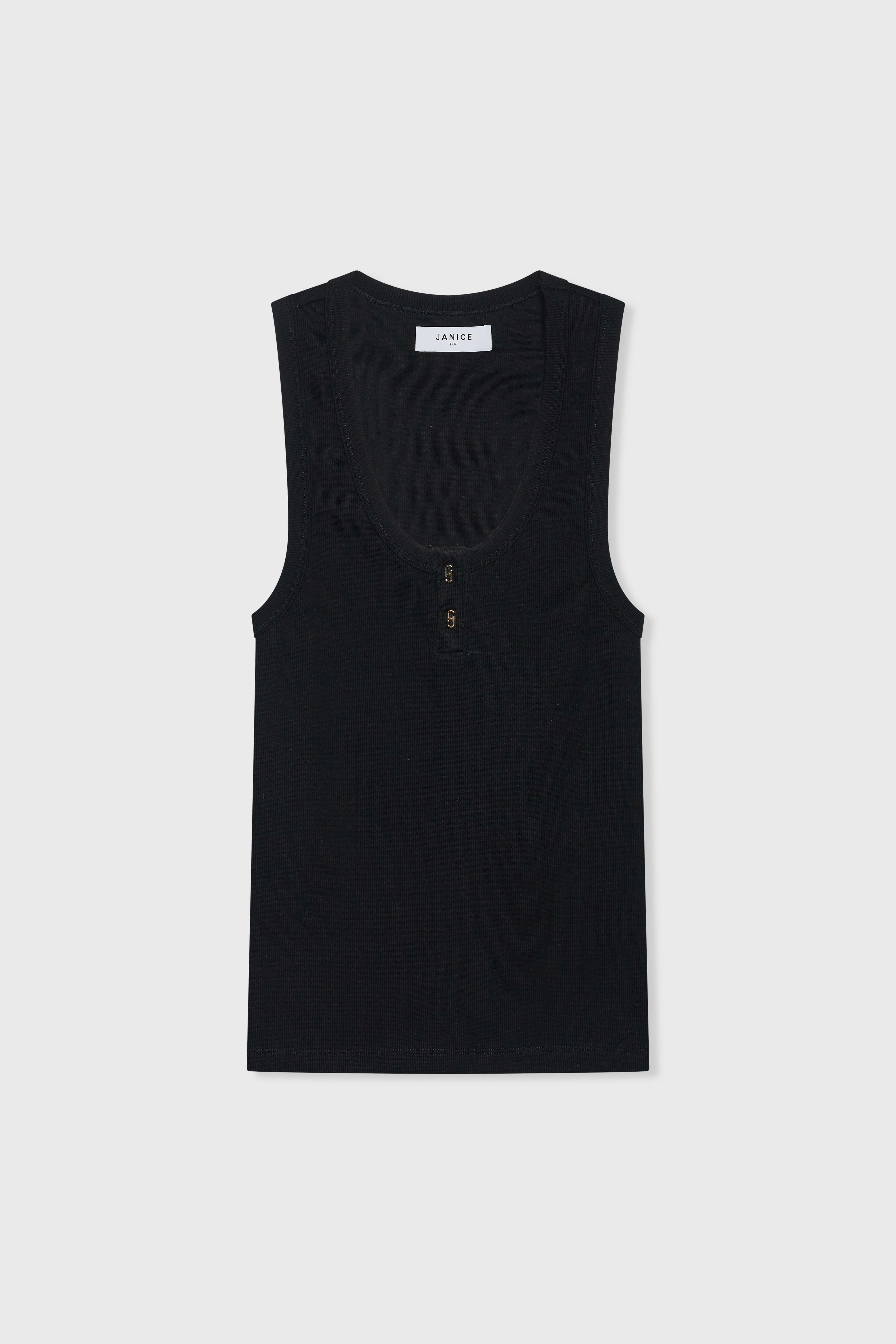 Zwarte Tanktop Katoen dames logo drukkers Rolf