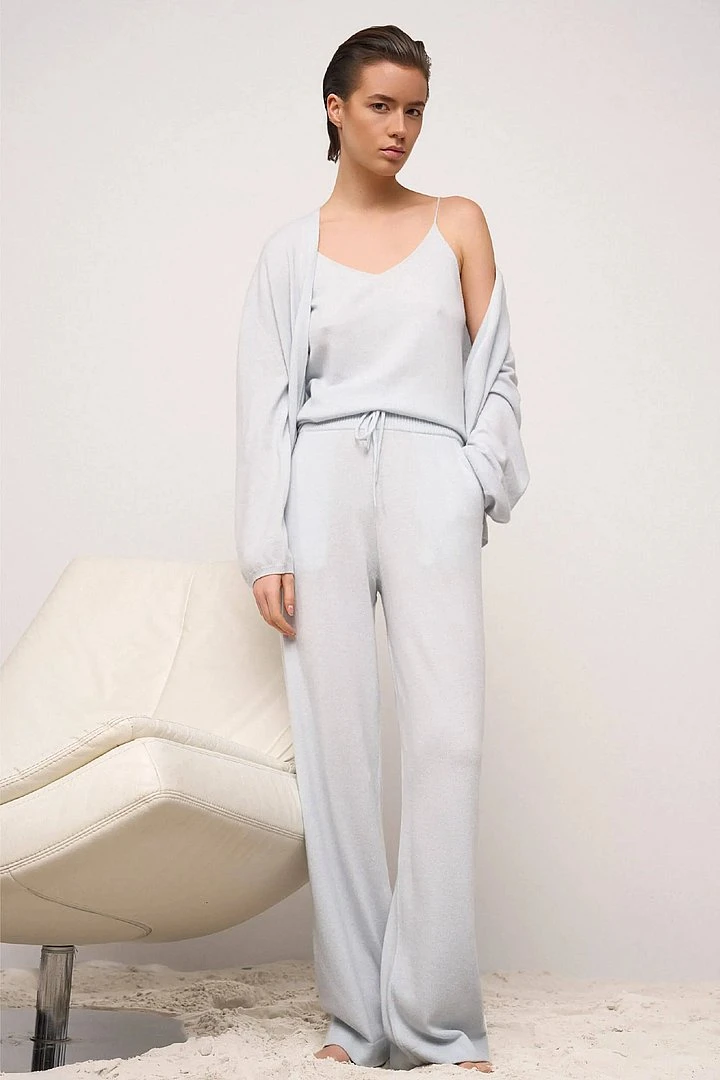 Kaschmirhose mit weitem Bein für Damen, Eldon Blau