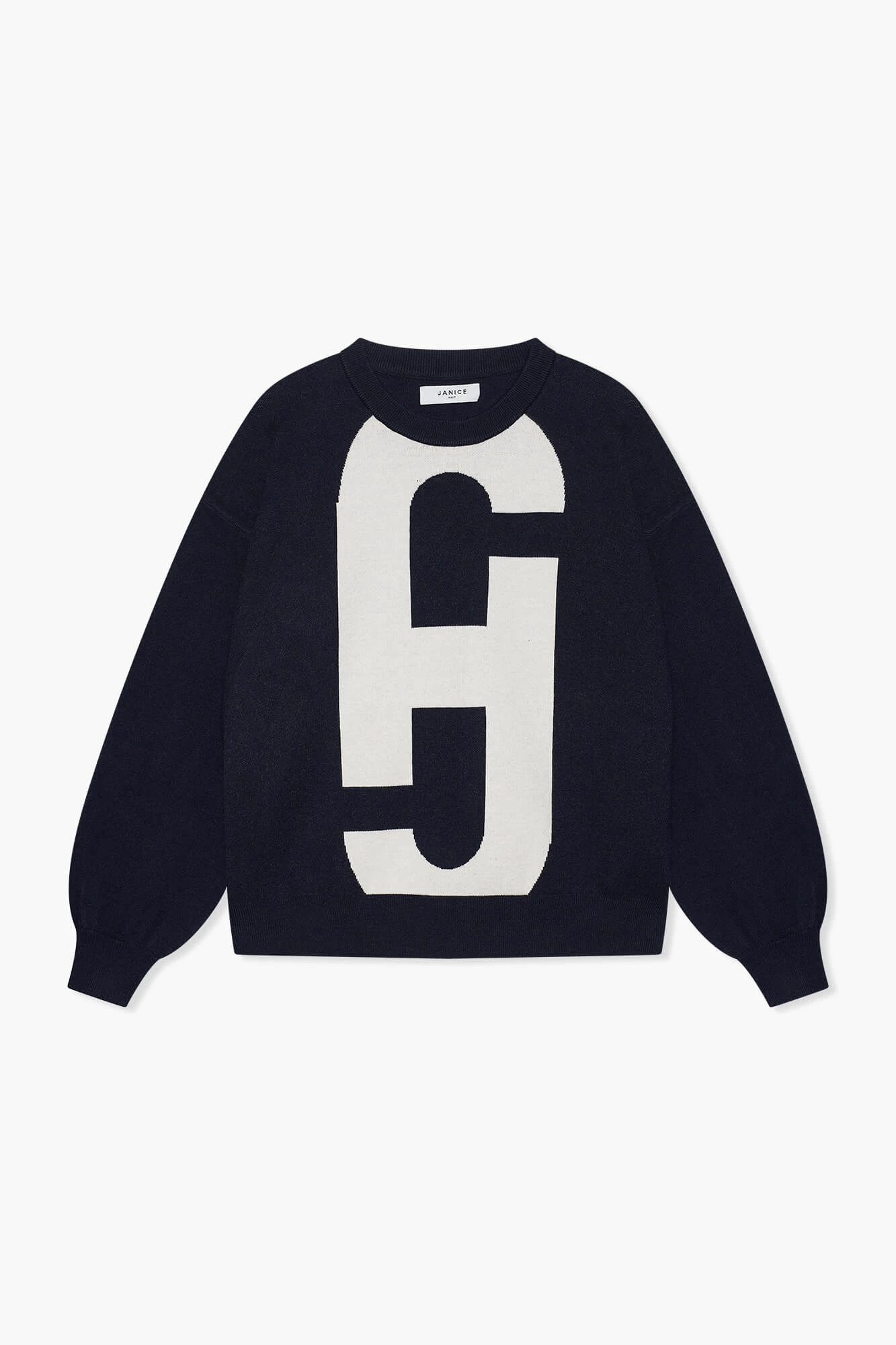 Sweater Dames Gebreid Viscose Logo Andy Blauw