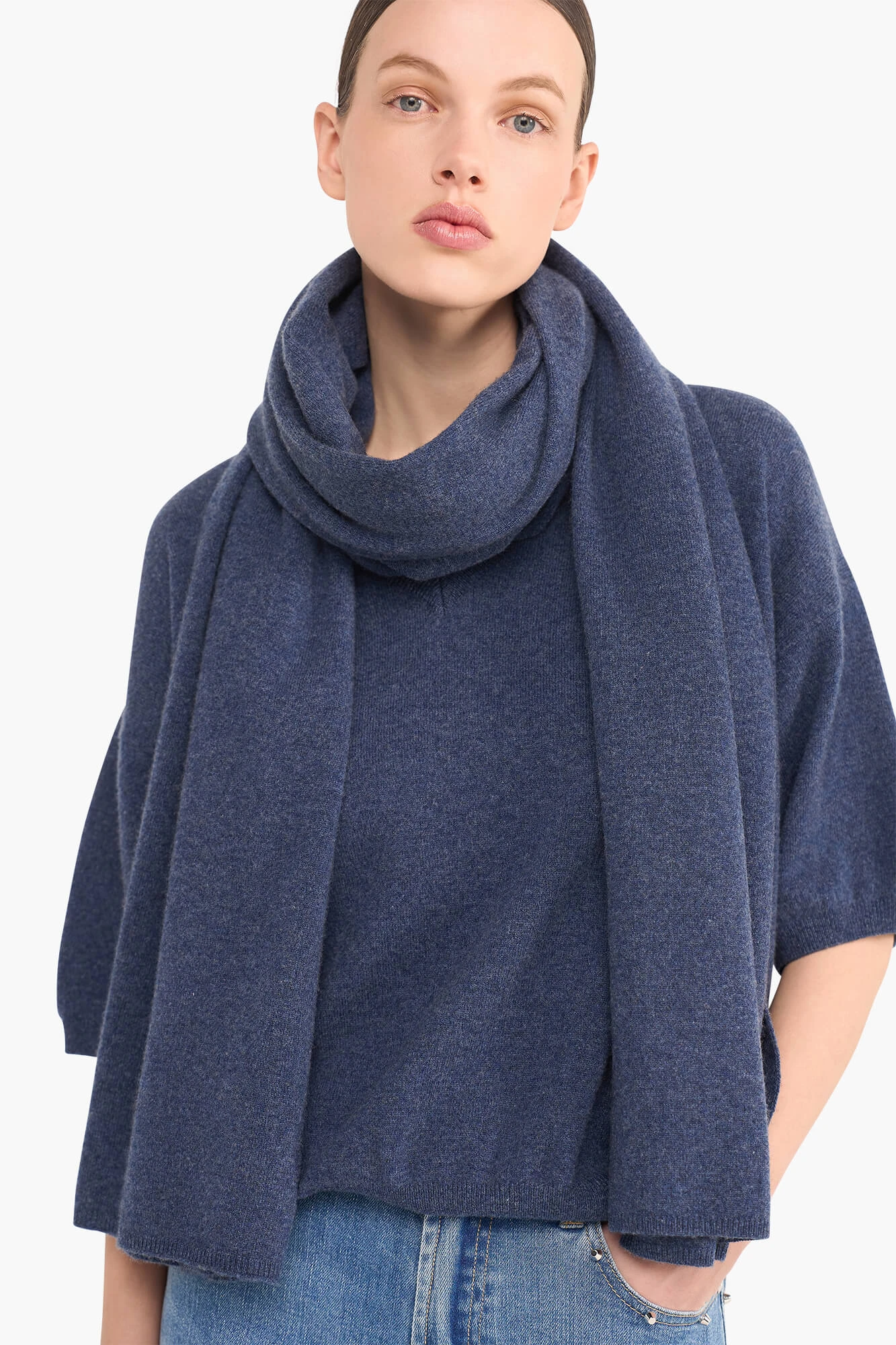 Cashmere Trui Dames Korte Mouw Romeo Blauw