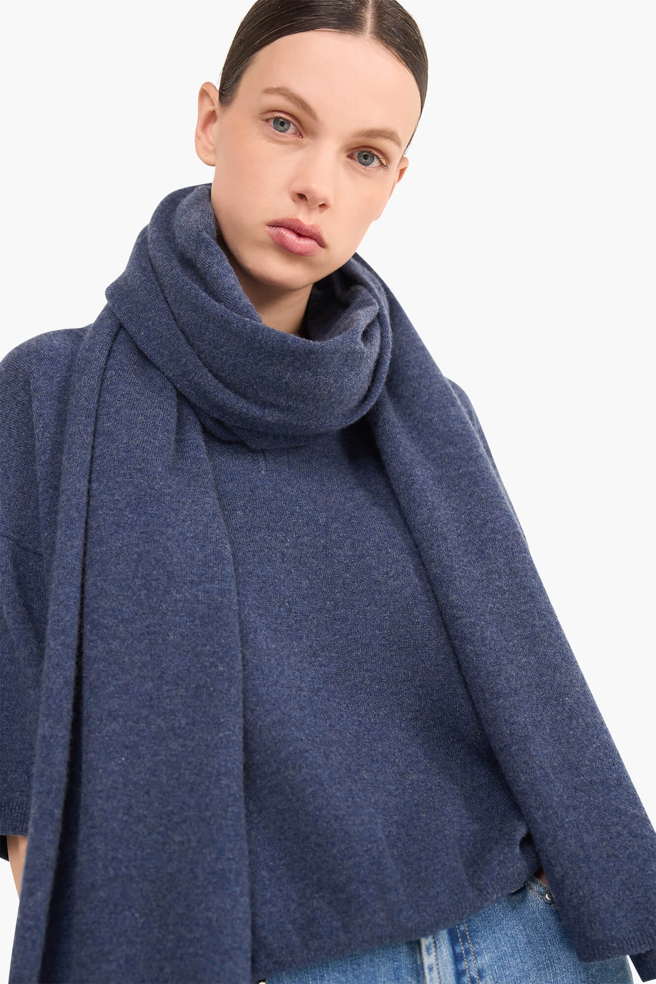 Cashmere Trui Dames Korte Mouw Romeo Blauw
