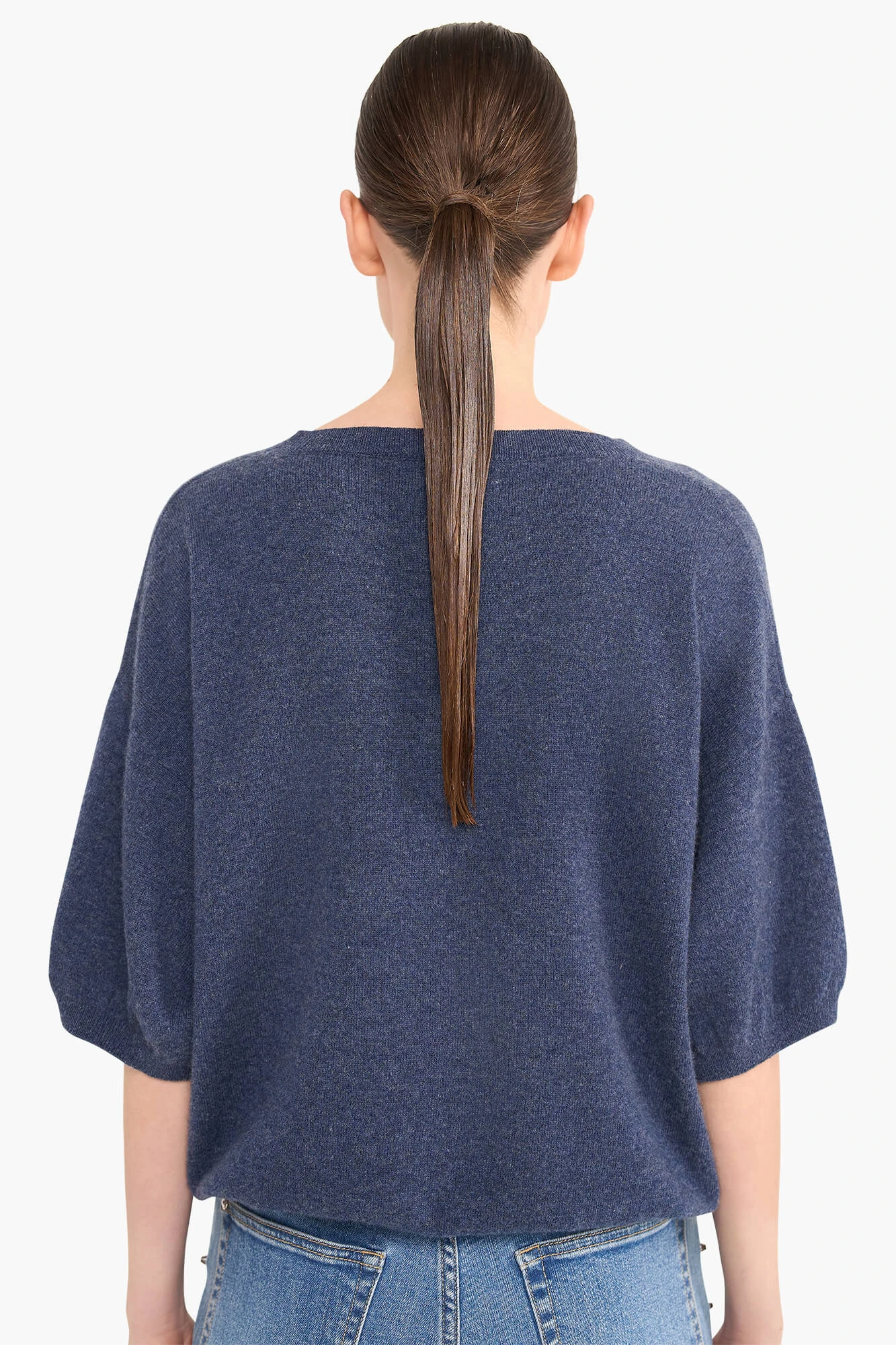 Women's Short-Sleeve Cashmere Sweater in Romeo Blue