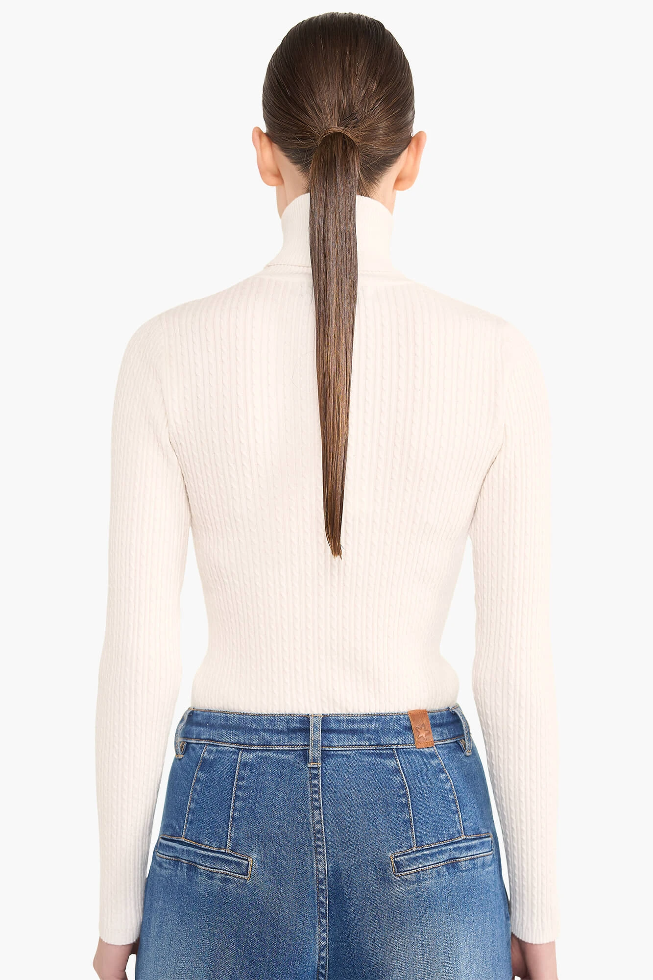 Rollkragenpullover „Kabels“ aus Viskose, Bowie, Off-White