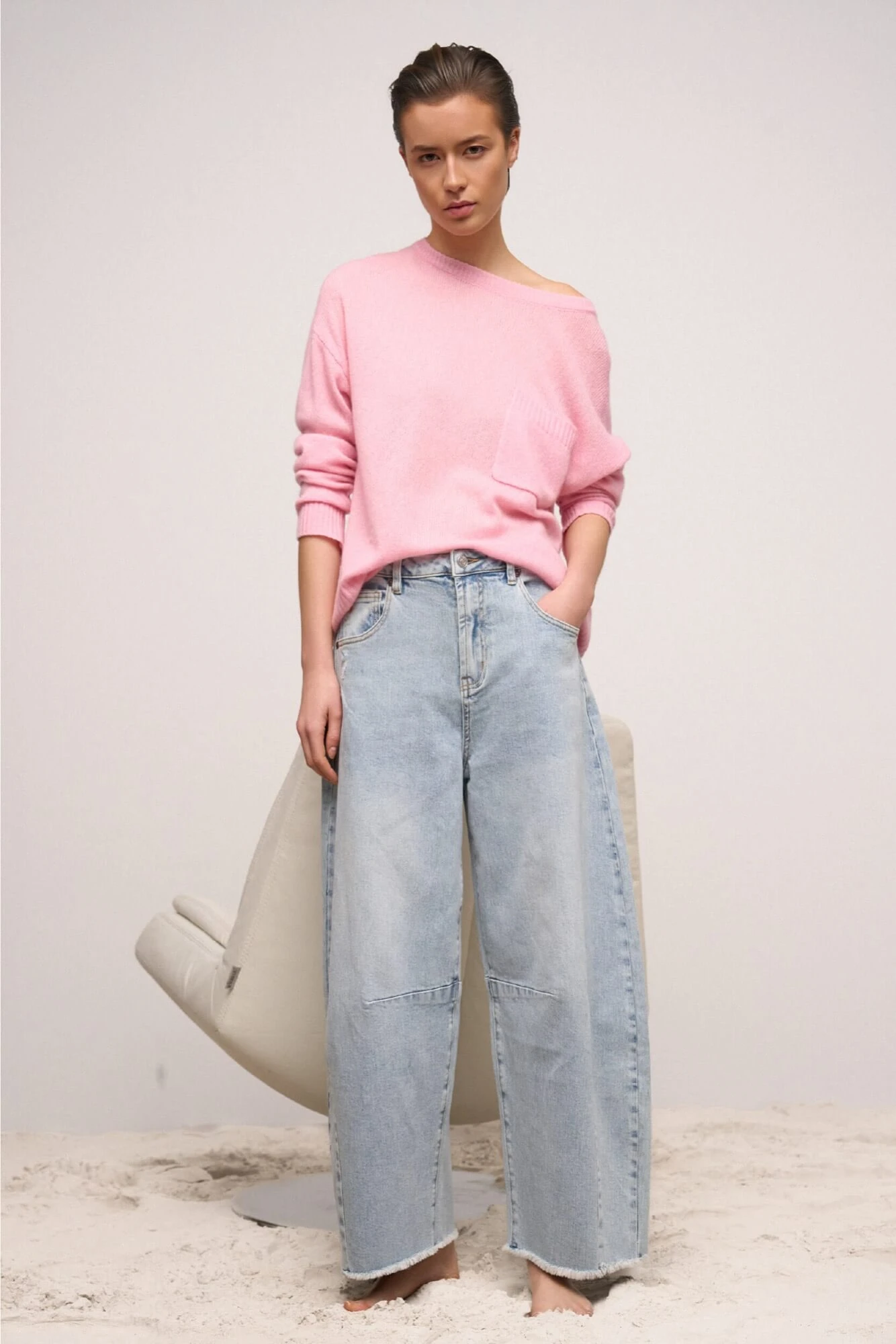 Cashmere Dames Trui Wijde Hals Dayton Roze