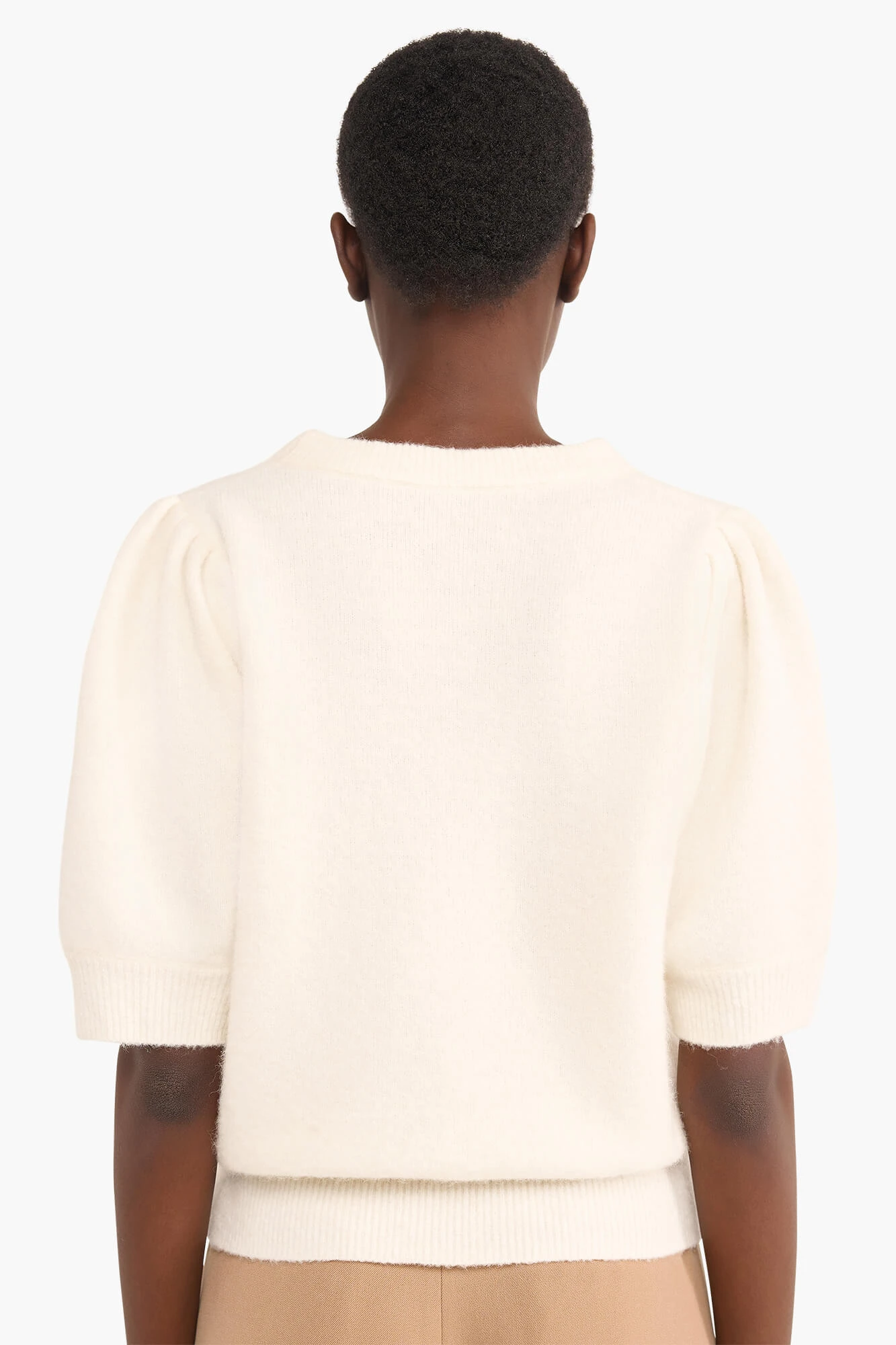 Merino Wollen Truitje Pof Mouw Peyton Off White