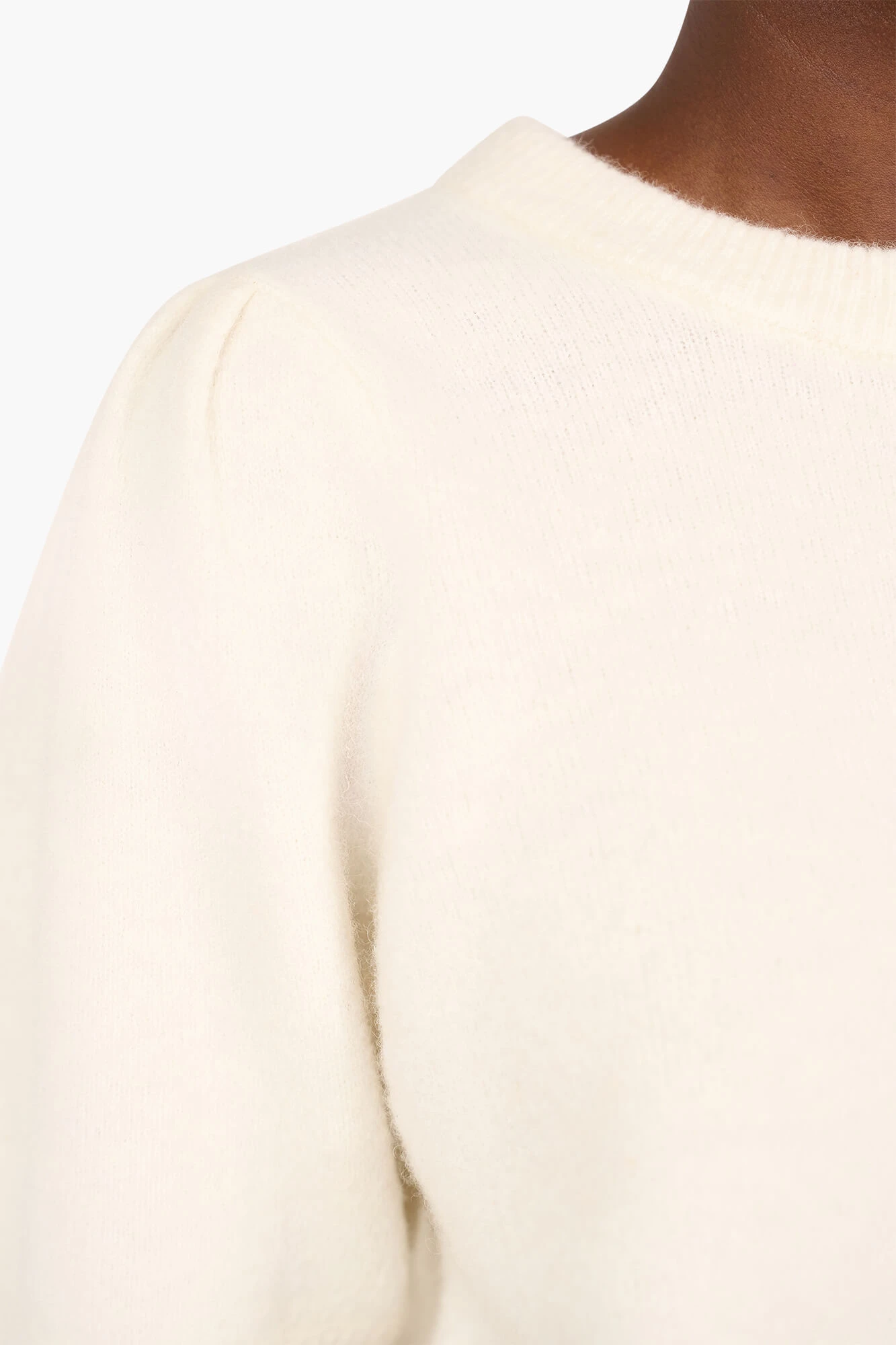 Pullover aus Merinowolle mit Puffärmeln, Modell Peyton, Off-White