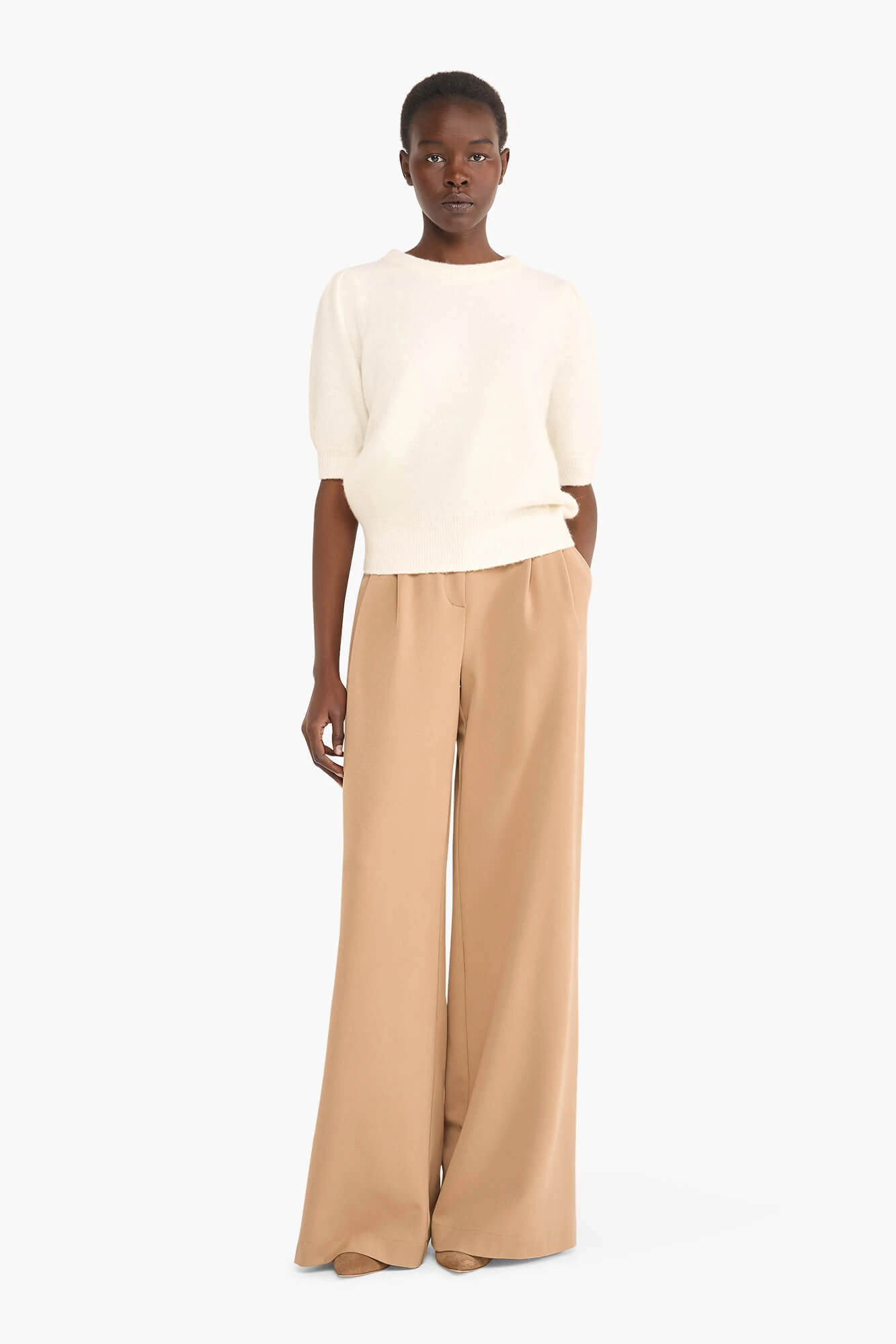 Merino Wollen Truitje Pof Mouw Peyton Off White