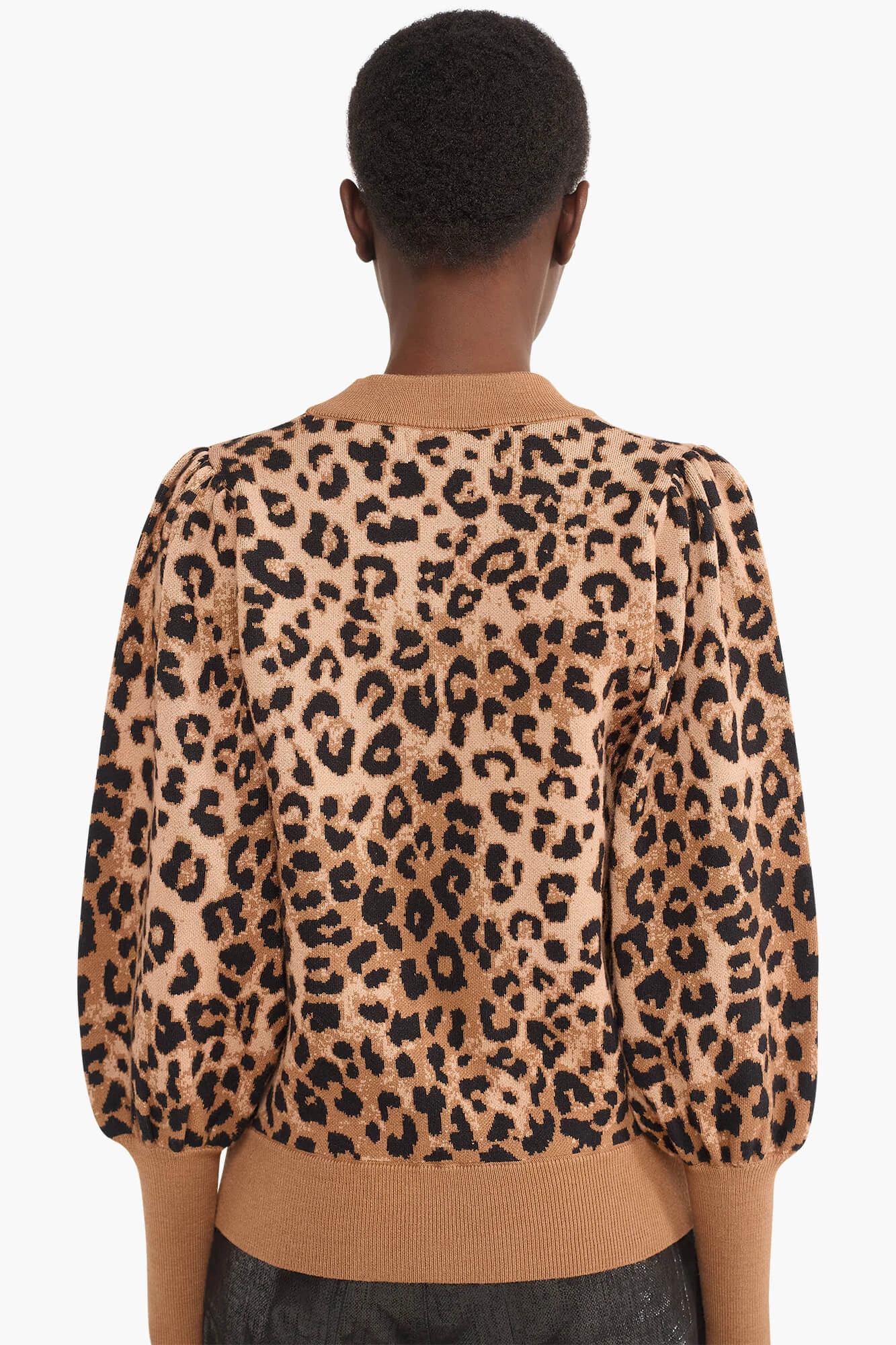 Damenpullover mit Puffärmeln aus Viskose, Jay, Leopardenmuster