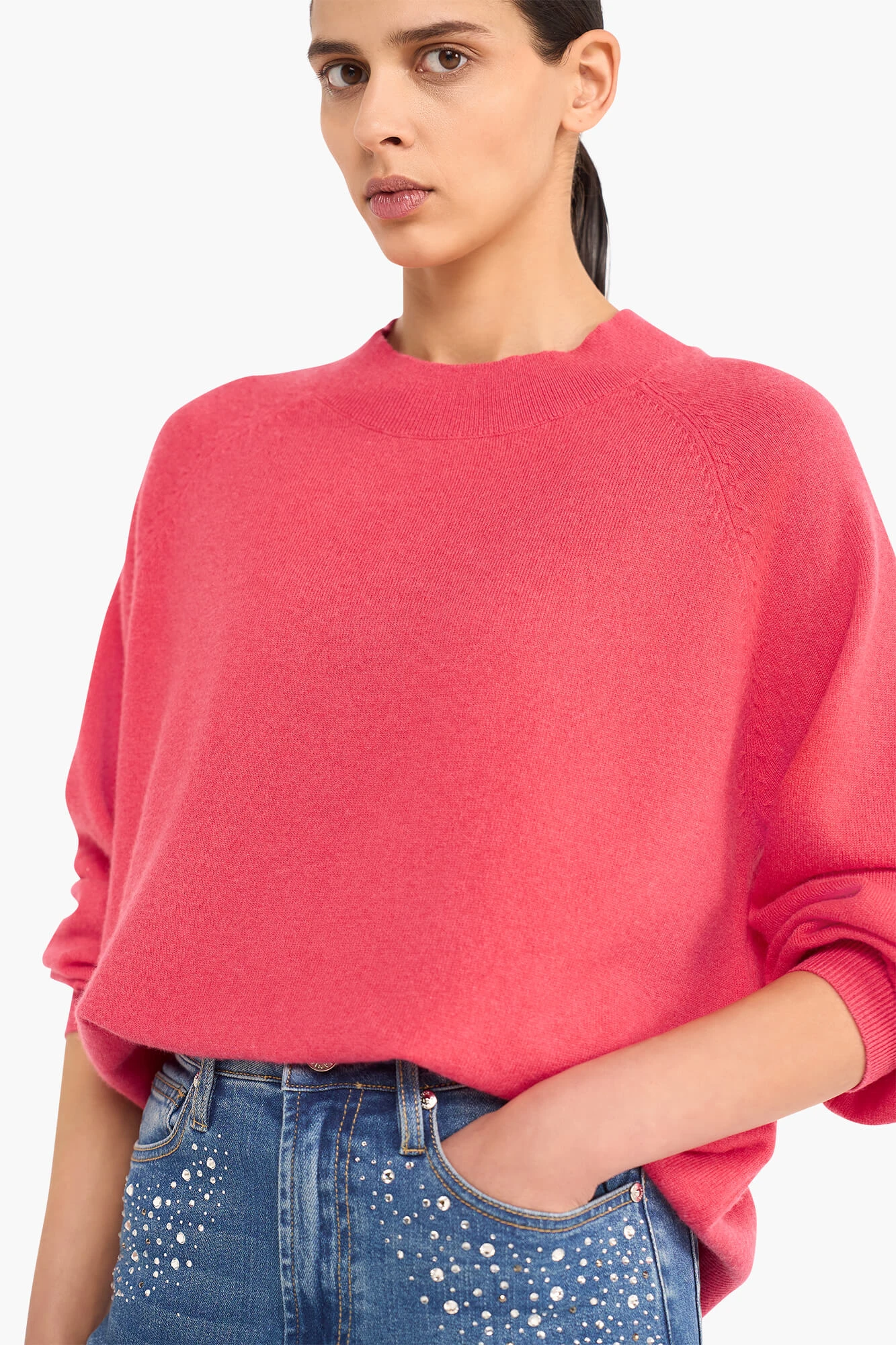 Kaschmirpullover für Damen Harvey in Koralle
