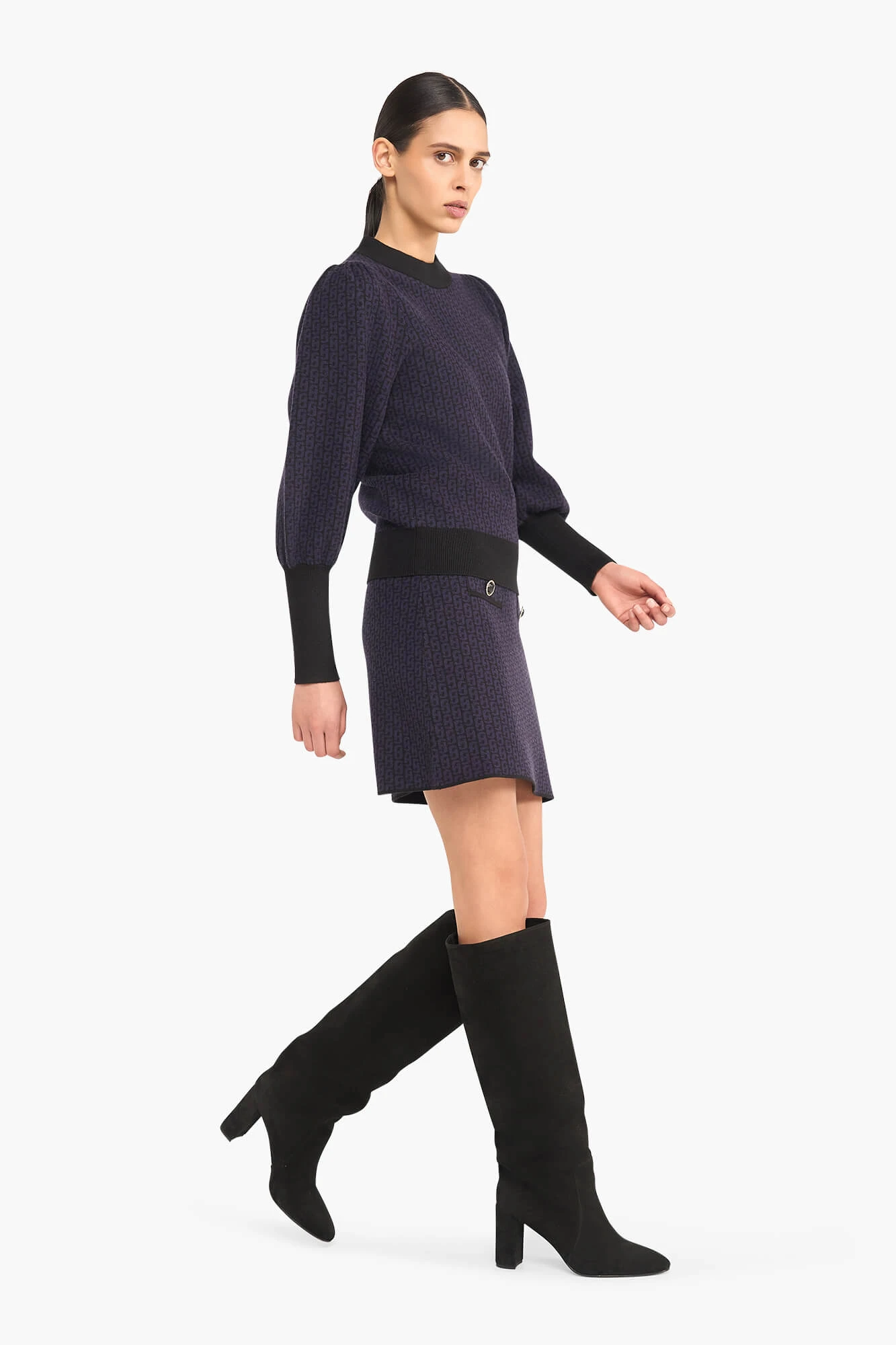 Trui Dames Pof Mouw Viscose Jay Logo Blauw Zwart