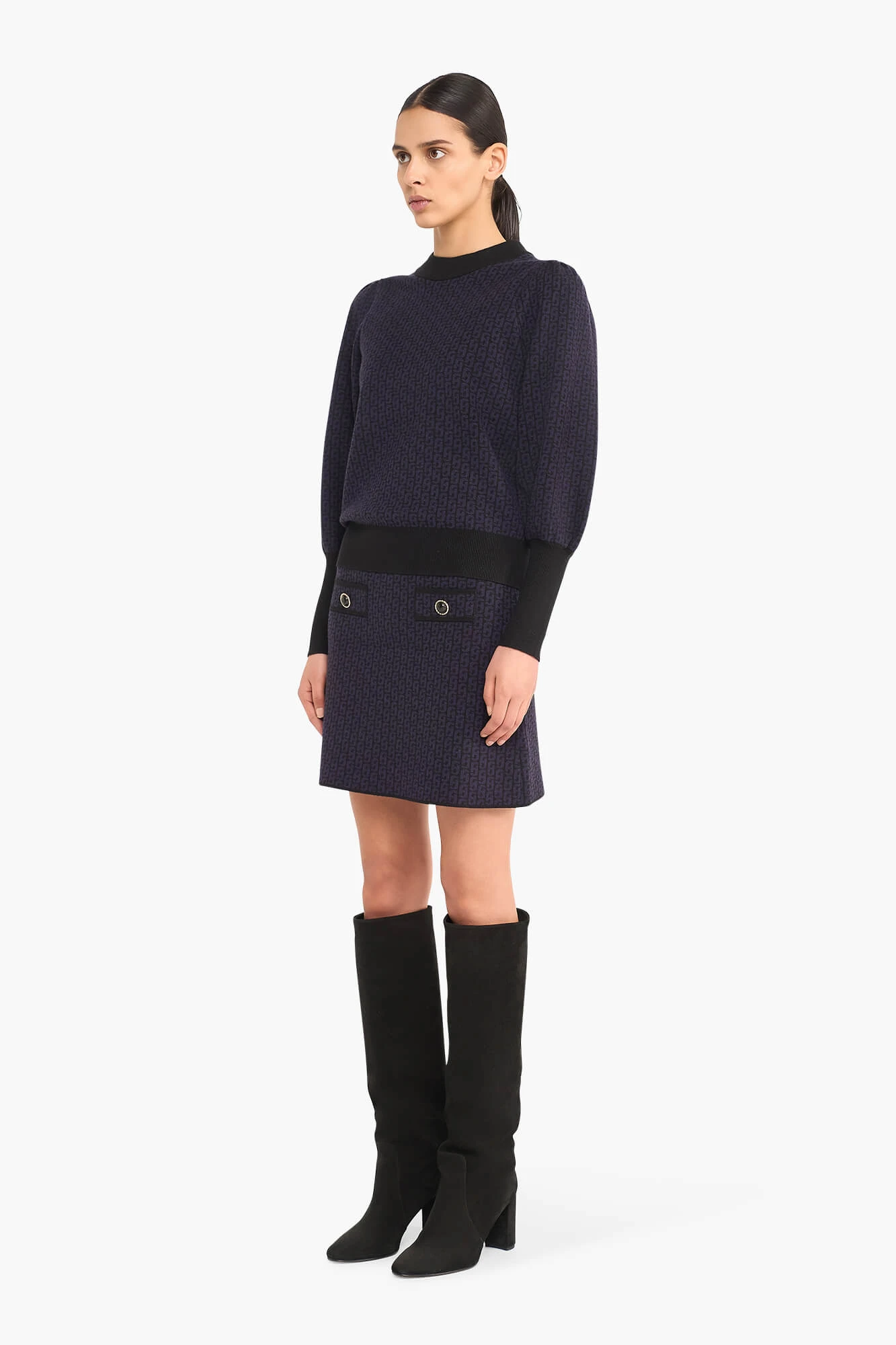 Trui Dames Pof Mouw Viscose Jay Logo Blauw Zwart