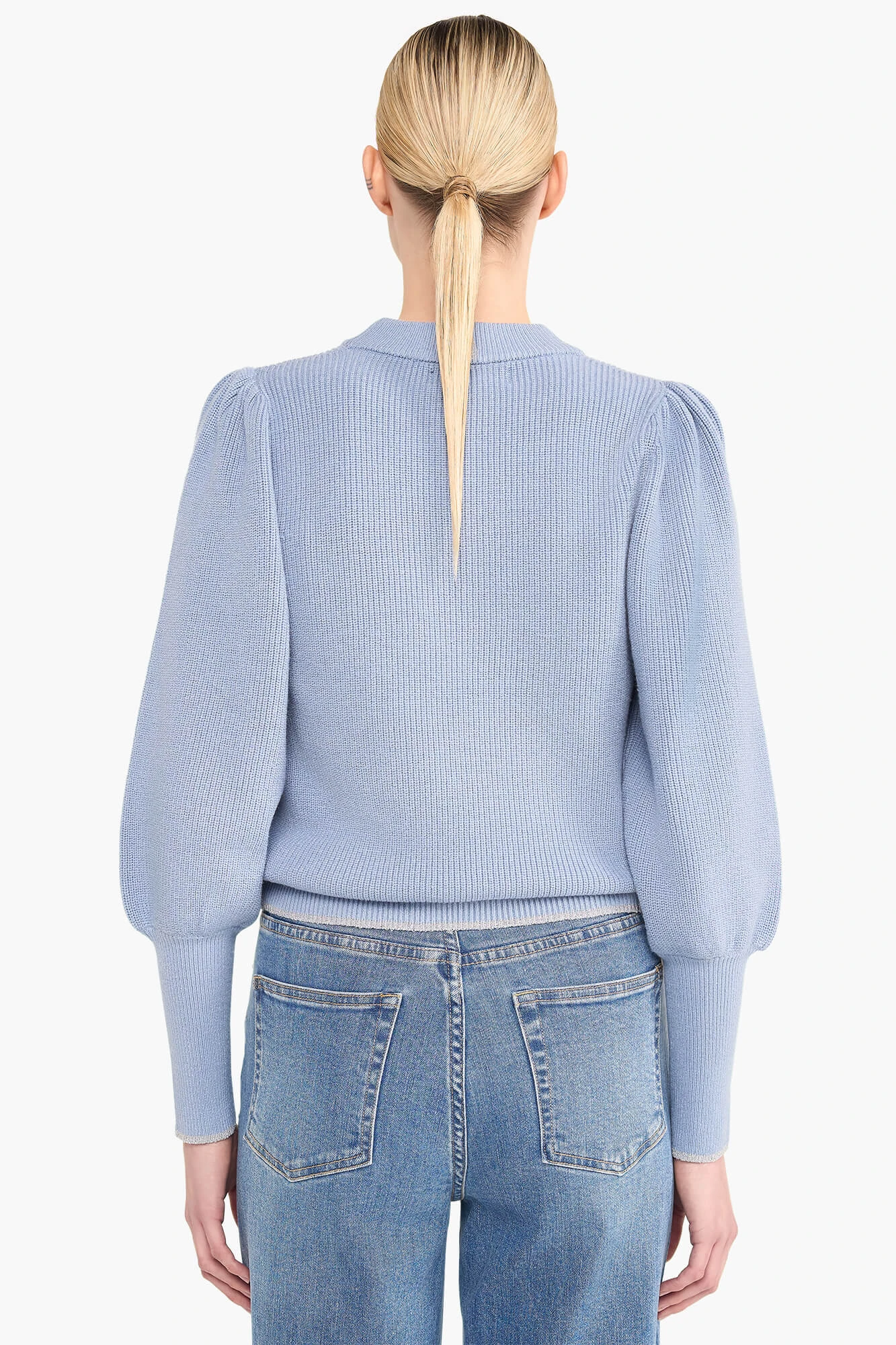 Trui Dames Pof Mouw Viscose Jay Licht Blauw