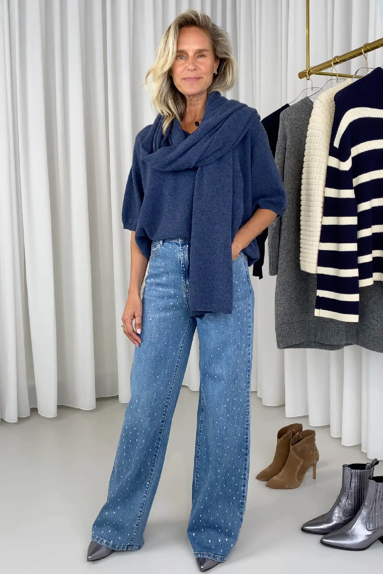 Cashmere Trui Korte Mouw Dames