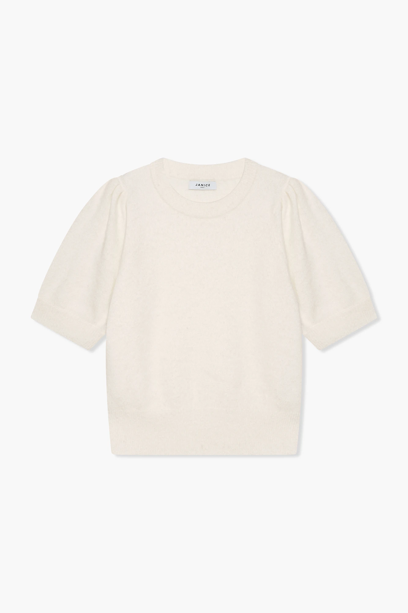 Pullover aus Merinowolle mit Puffärmeln, Modell Peyton, Off-White