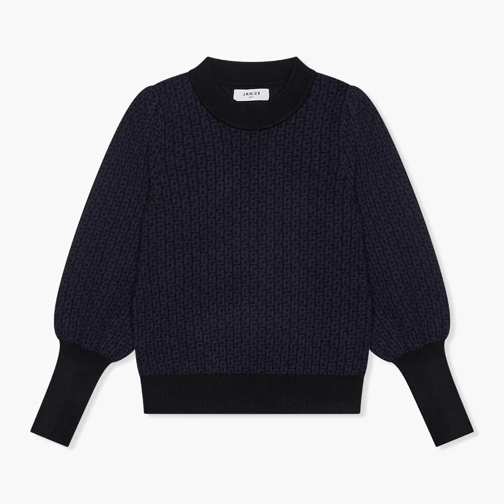 Trui Dames Pof Mouw Viscose Jay Logo Blauw Zwart