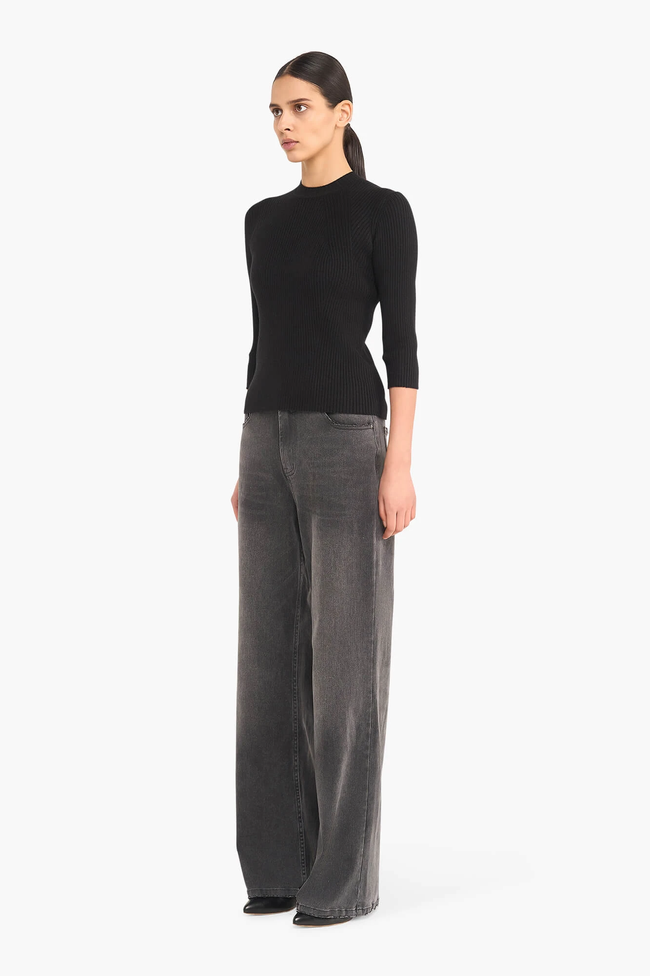 Top Gebreid Viscose Logo Drukker Rug Alec Zwart