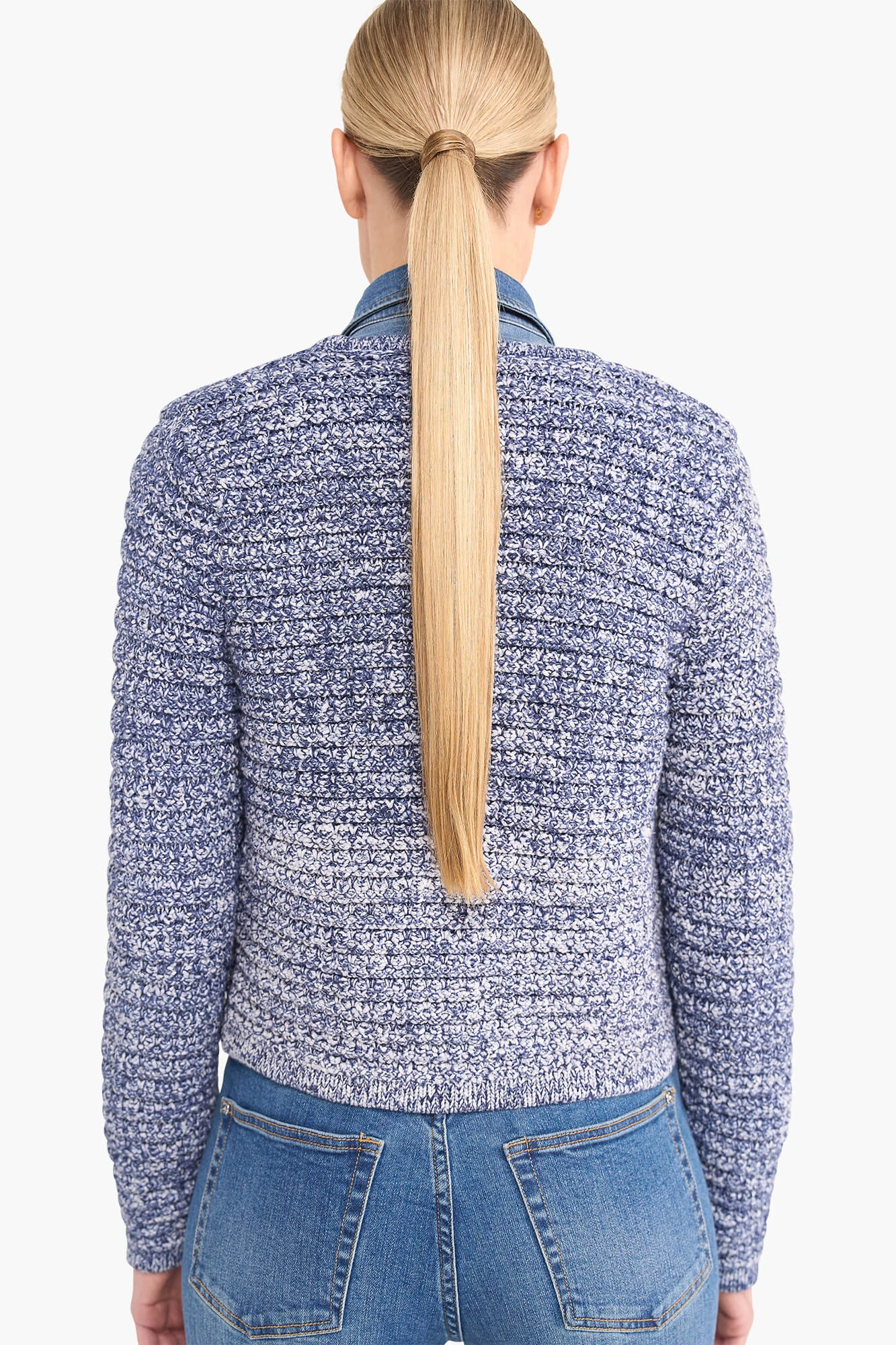 Vest Gebreid Katoen Knopen Jimm Licht Blauw