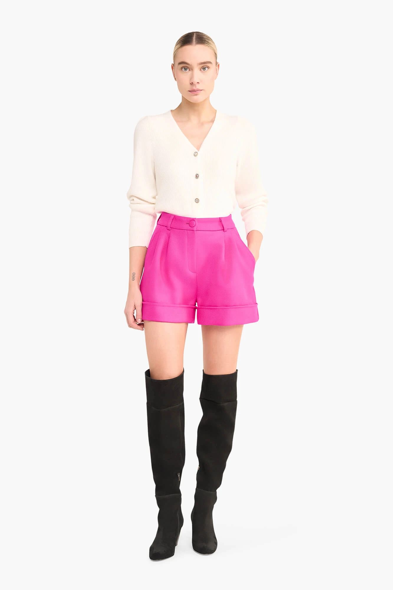 Vest Dames Gebreid Knoopjes Vic Off White