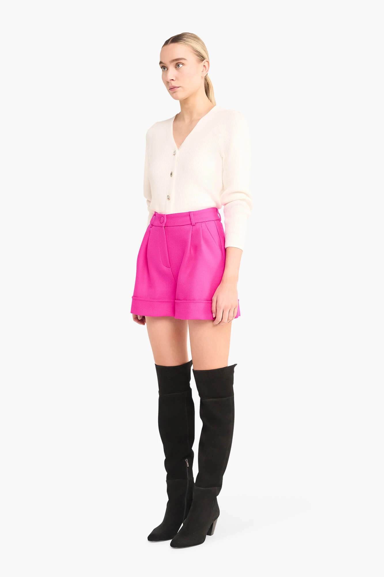 Vest Dames Gebreid Knoopjes Vic Off White