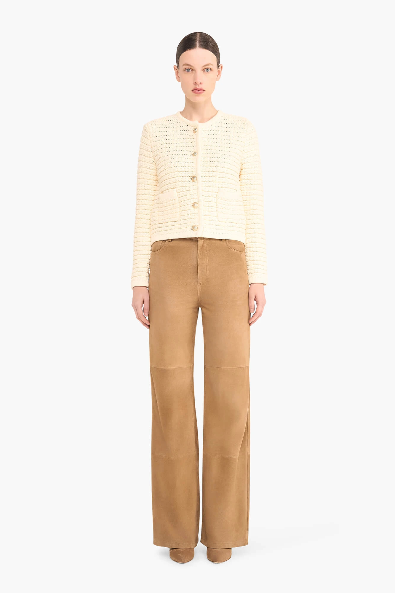 Jimm Room White Knitted Cotton Cardigan with Buttons