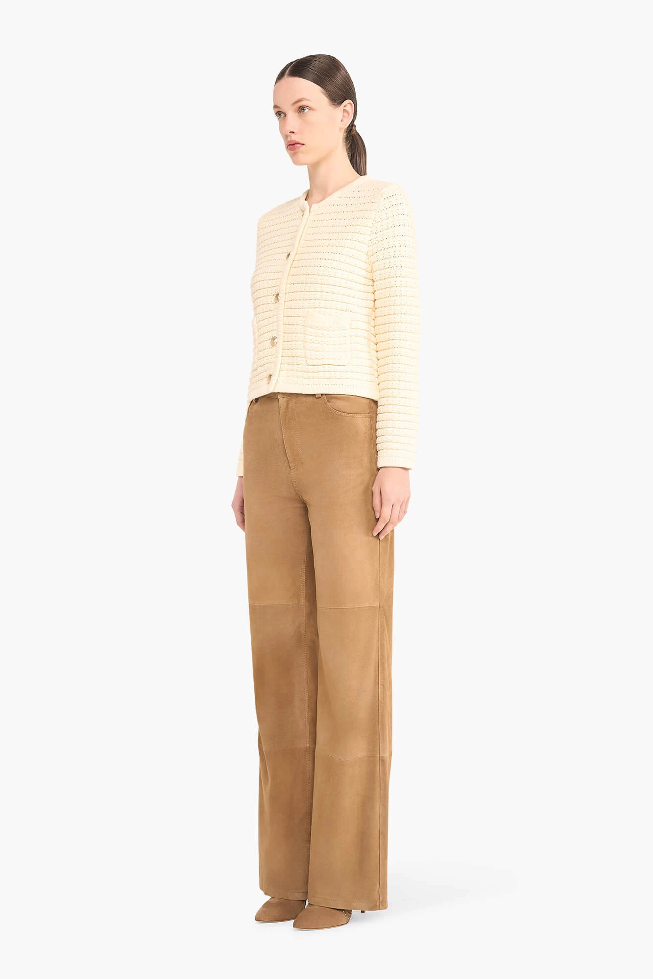Jimm Room White Knitted Cotton Cardigan with Buttons