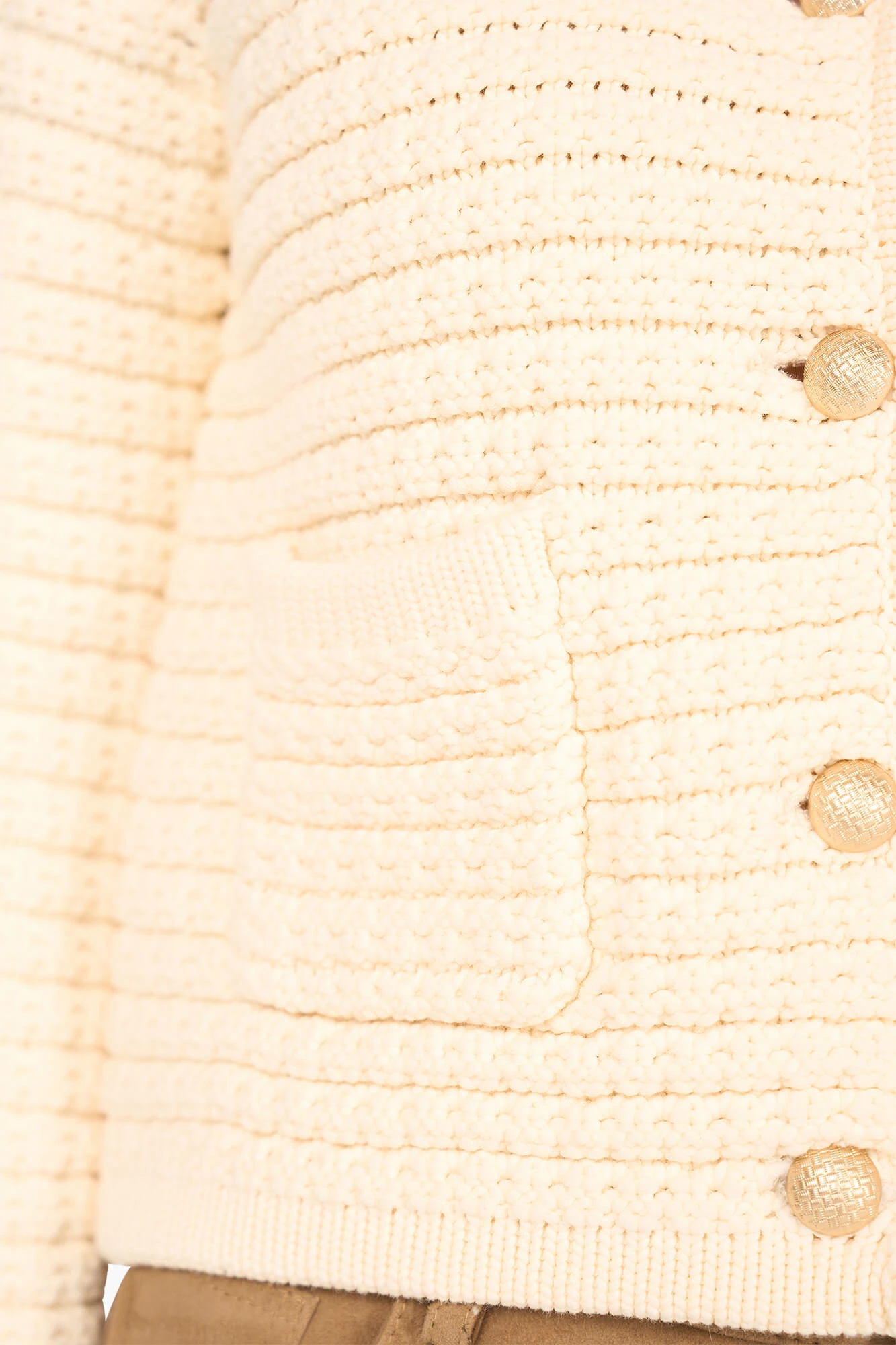 Jimm Room White Knitted Cotton Cardigan with Buttons