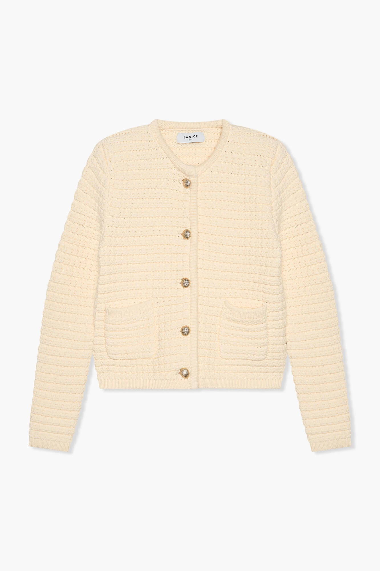 Jimm Room White Knitted Cotton Cardigan with Buttons