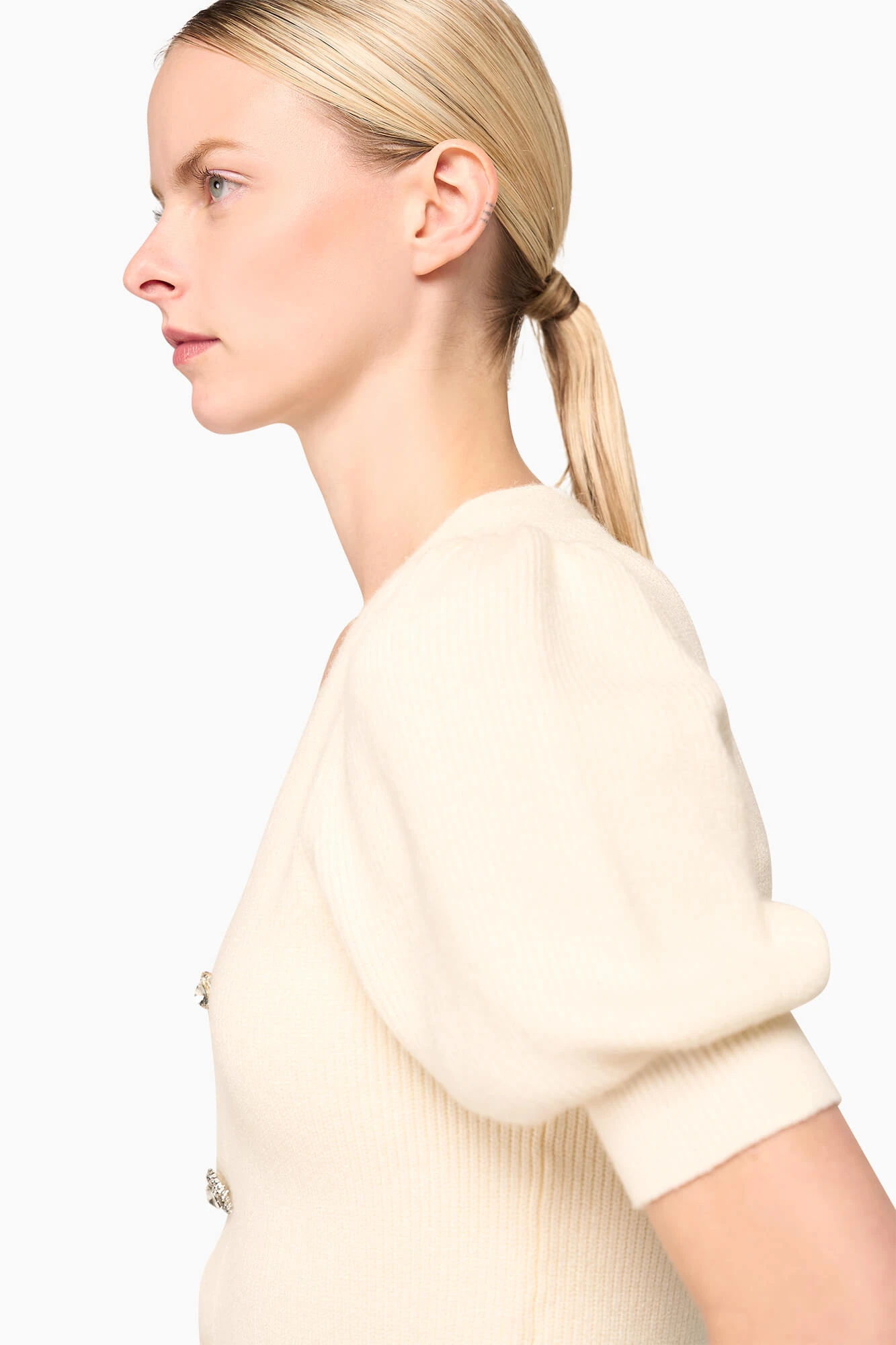 Vest Dames Gebreid Knoopjes Vic Off White