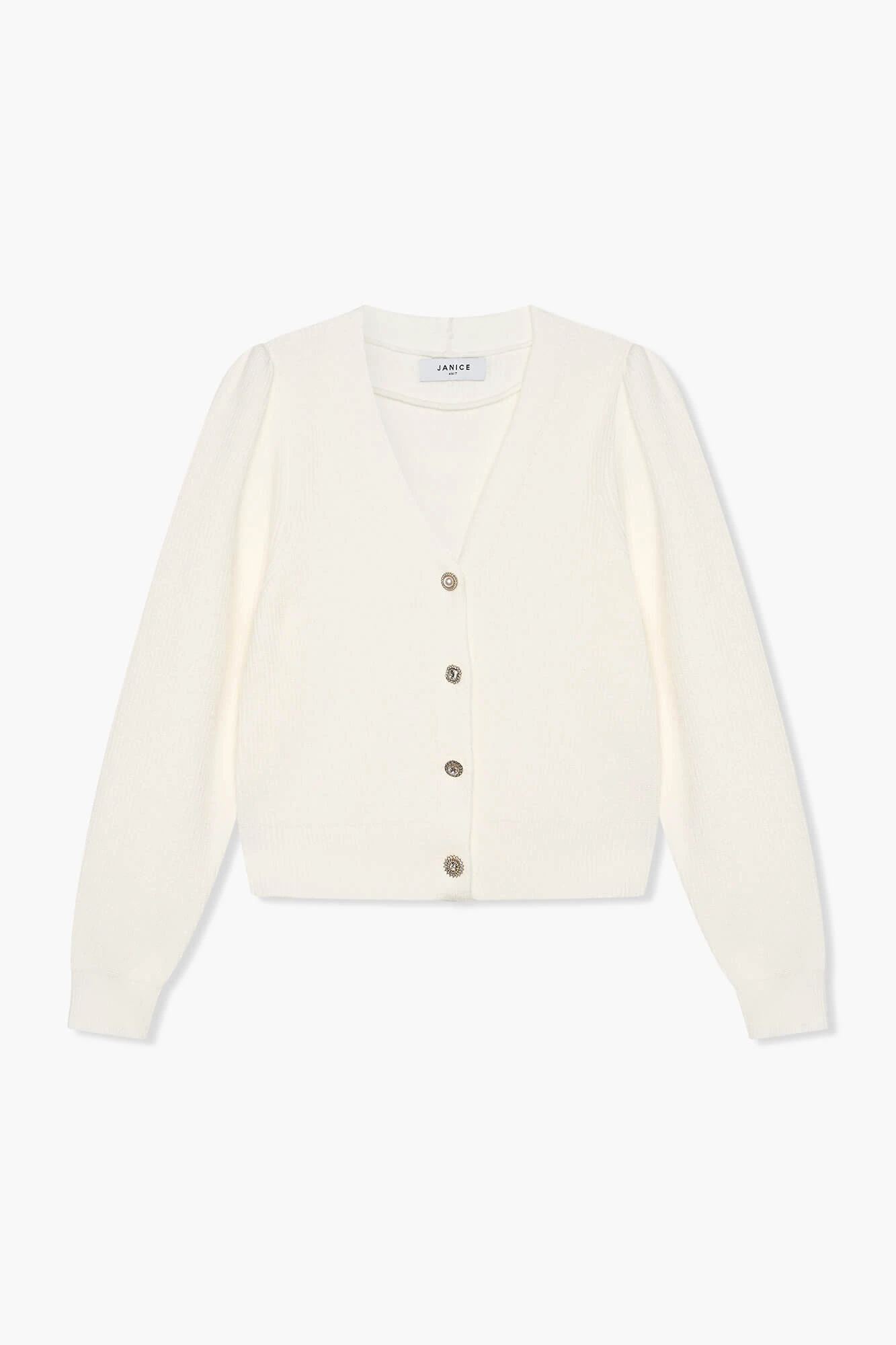 Vest Dames Gebreid Knoopjes Vic Off White