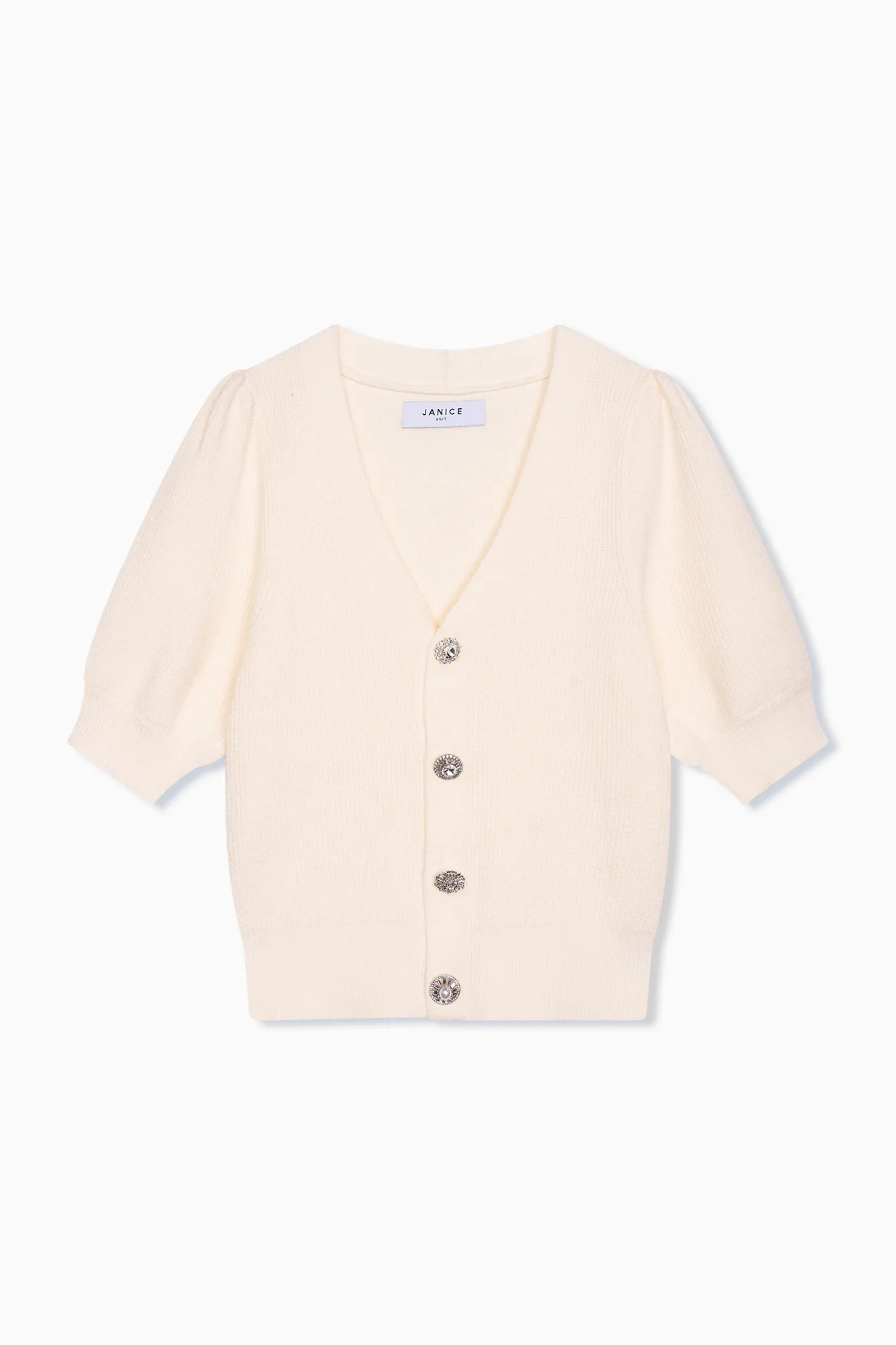 Vest Dames Gebreid Knoopjes Vic Off White