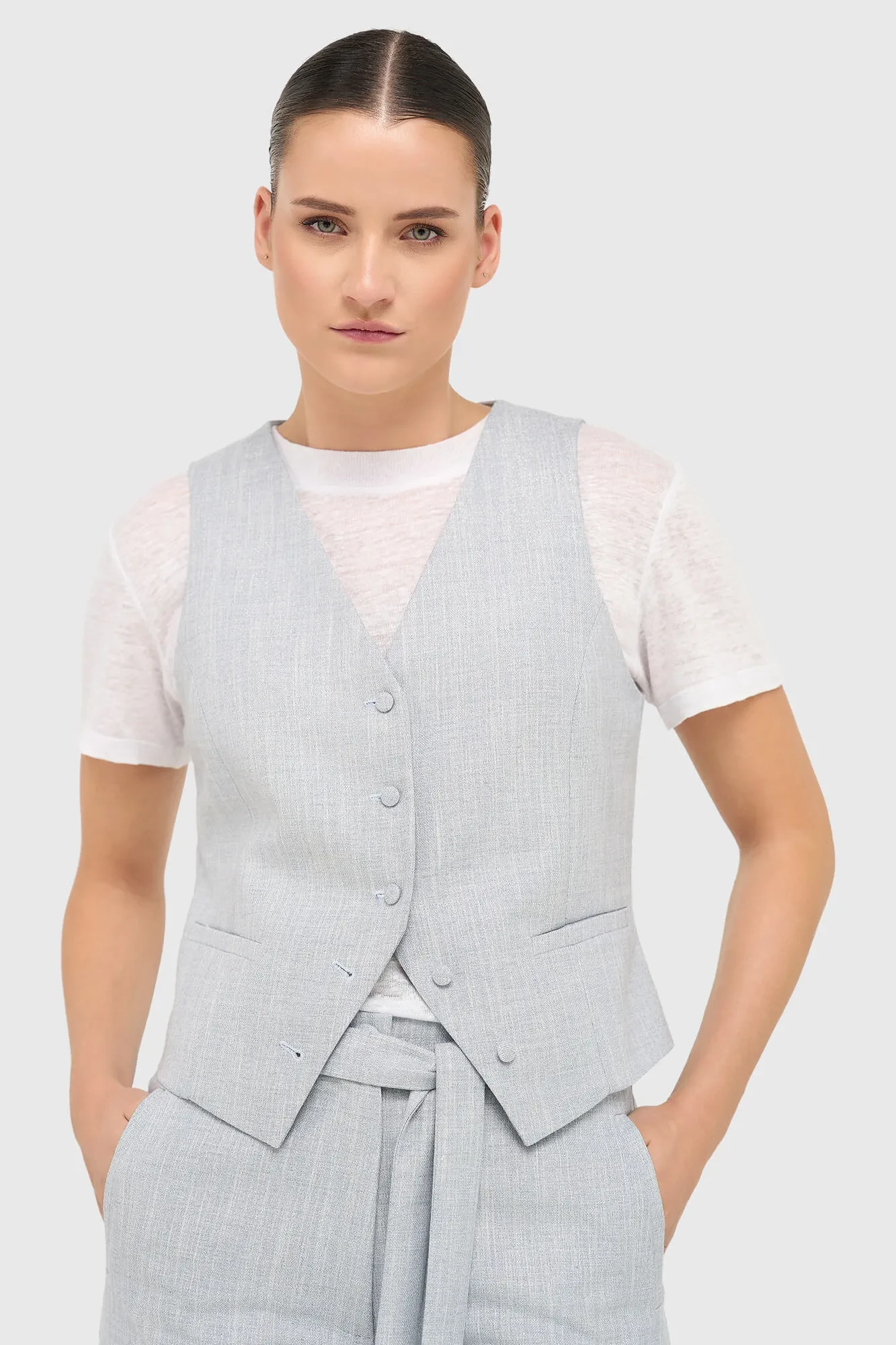 Damenweste aus Lurex, blau, Dave
