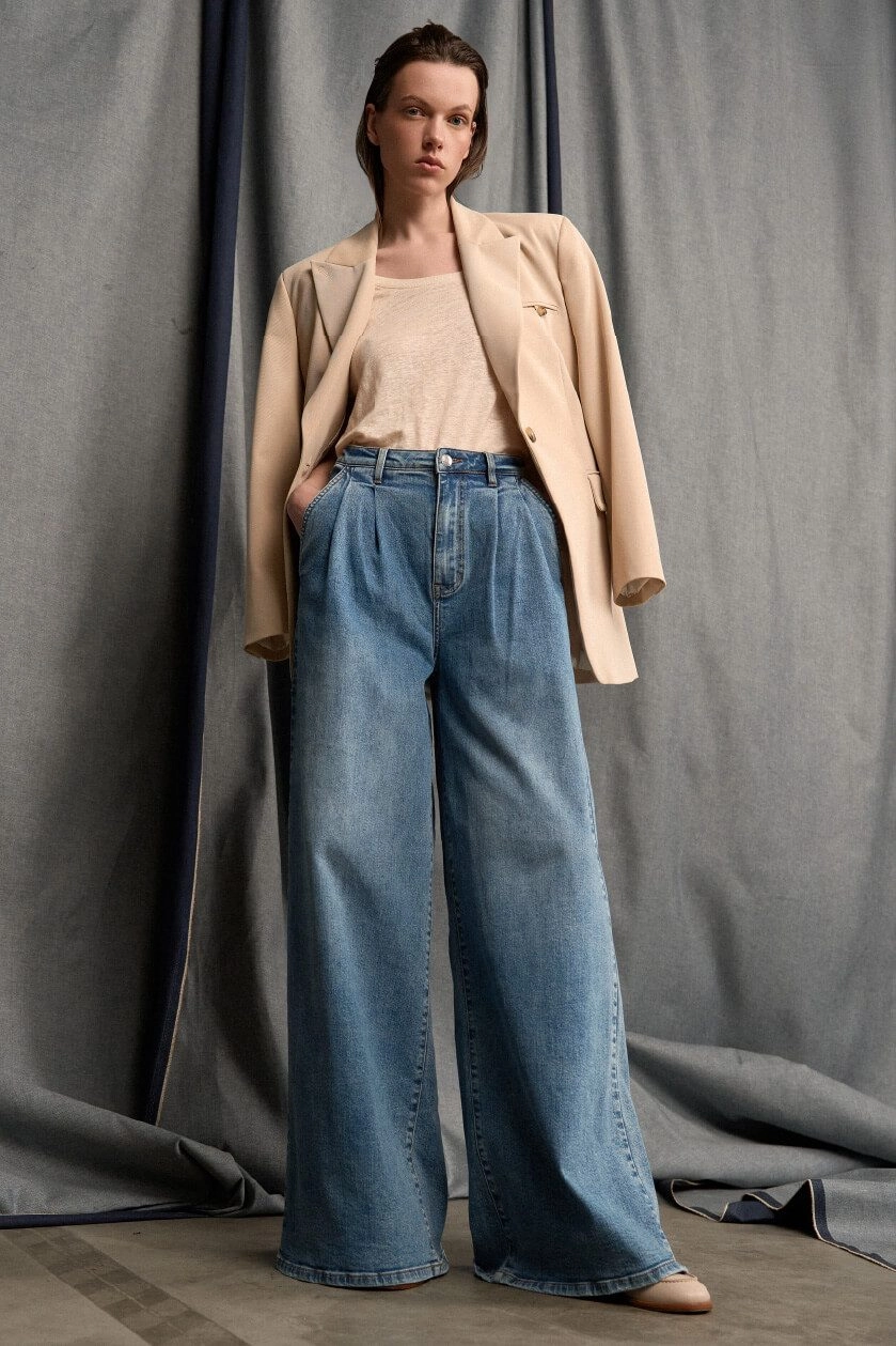 Welke schoenen onder wide leg jeans janice