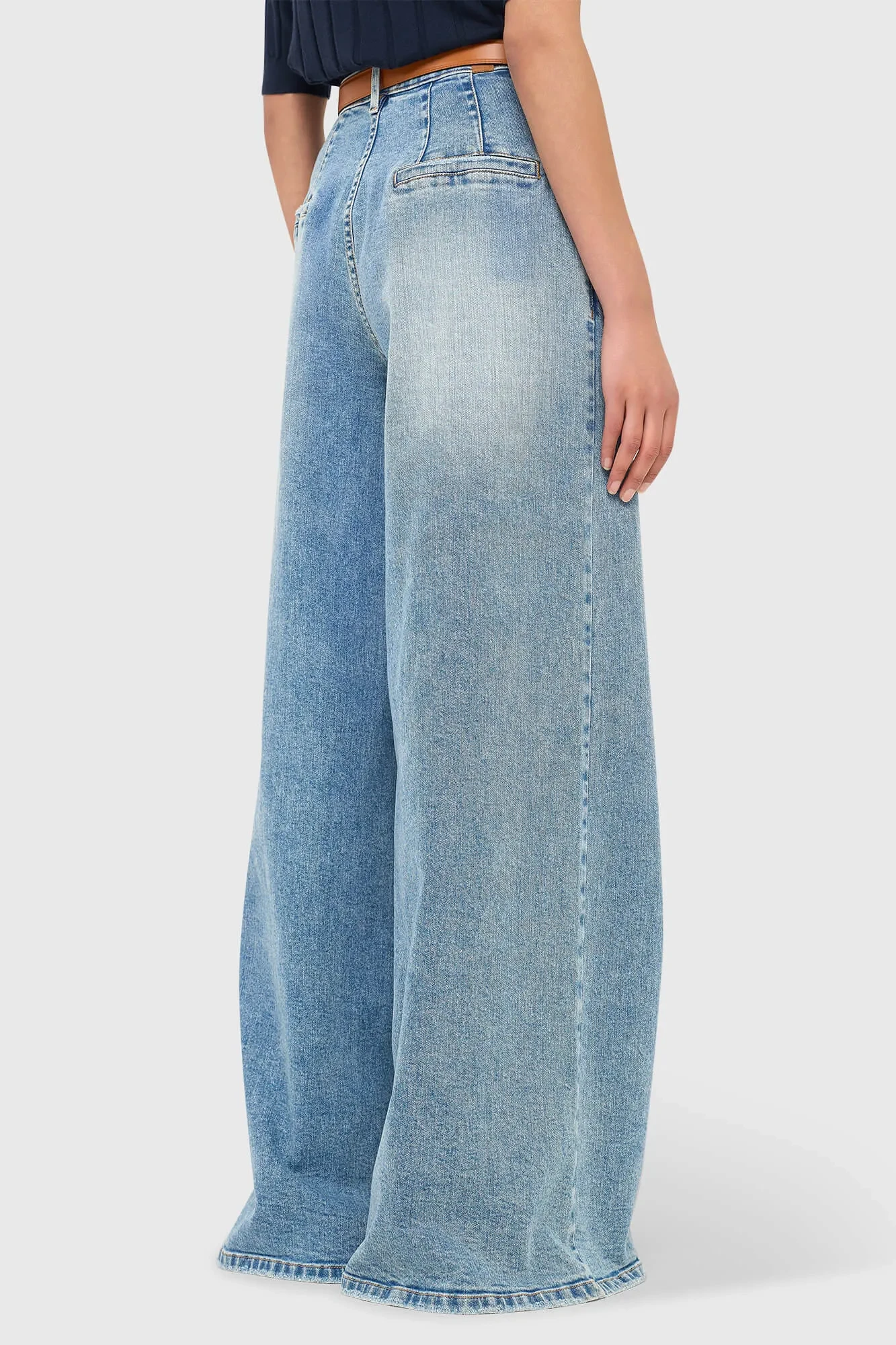 Weite Stretch-Jeans mit hoher Taille, Dollar-Blau, 786