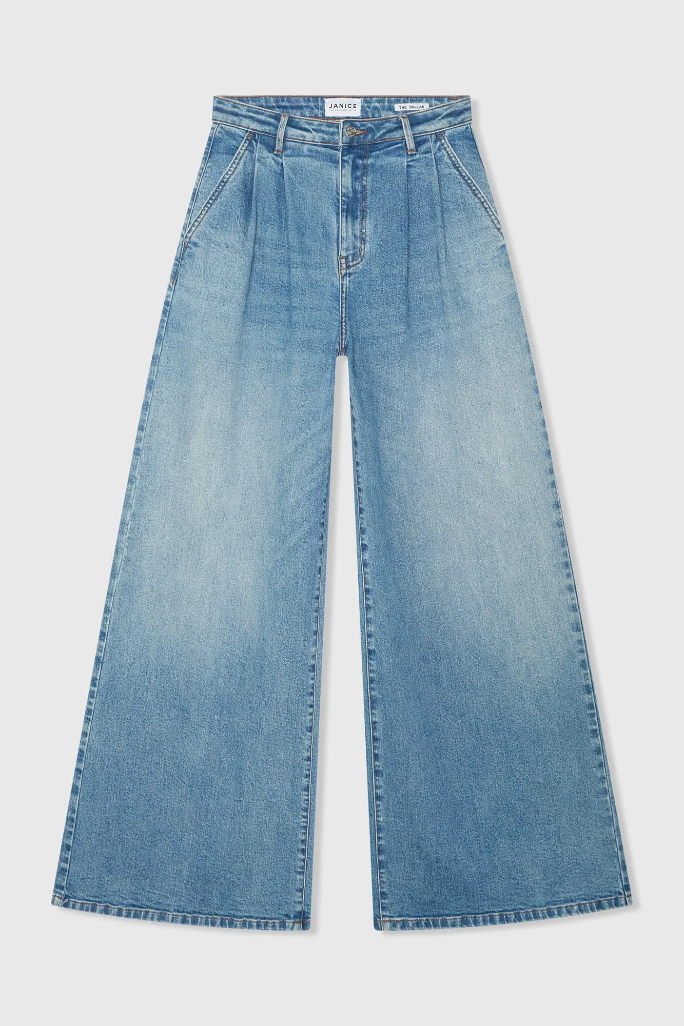 Wide Leg Jeans Stretch High Rise Stretch Dollar Blauw 379