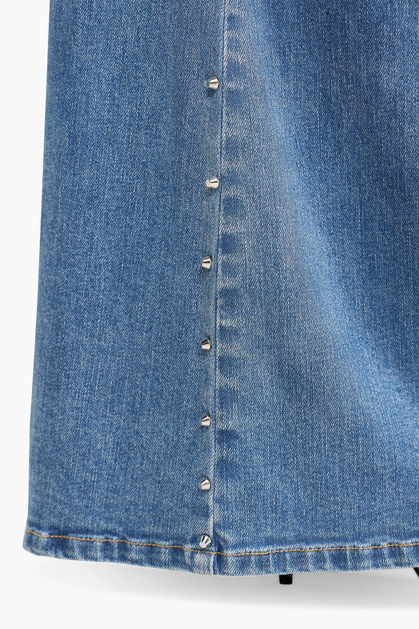 High-Waist-Jeans mit weitem Bein und Nieten, Mason, Blau 028