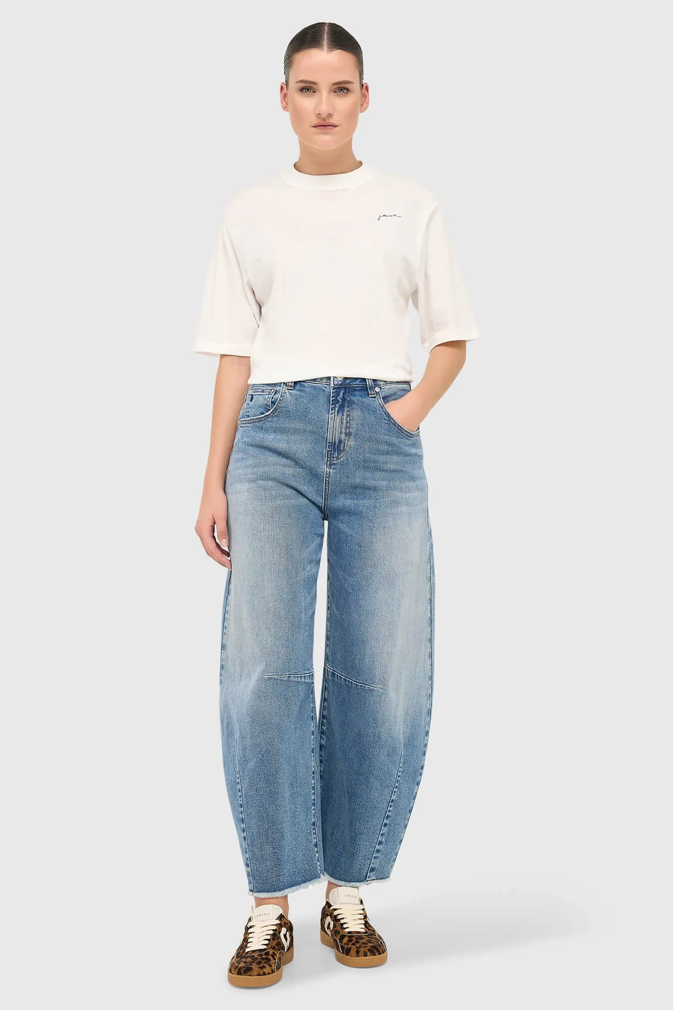 White Women's Cotton Shirt with "Adam" Text