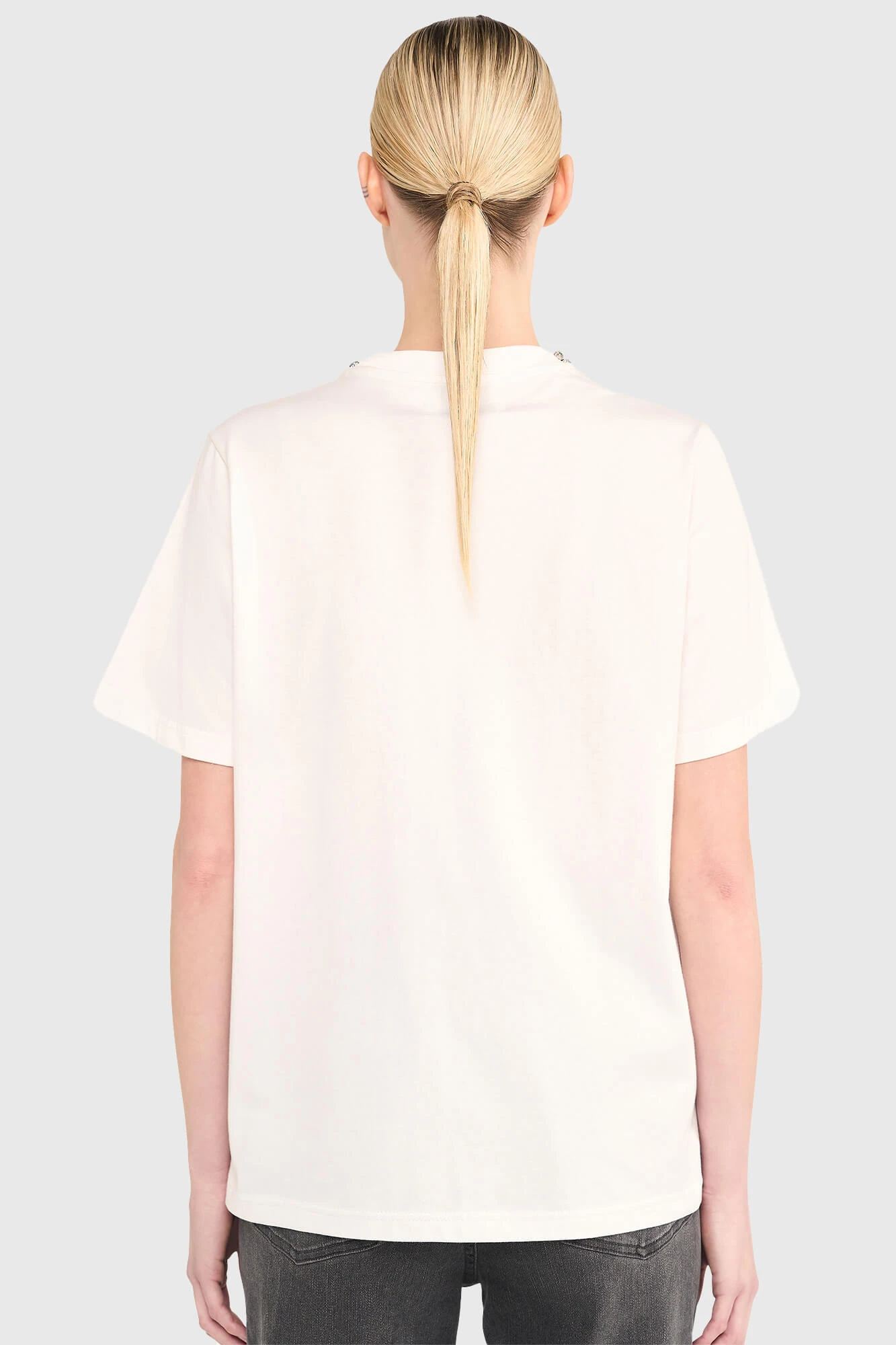 Damen-Shirt mit Strasssteinen, Rock, Weiß
