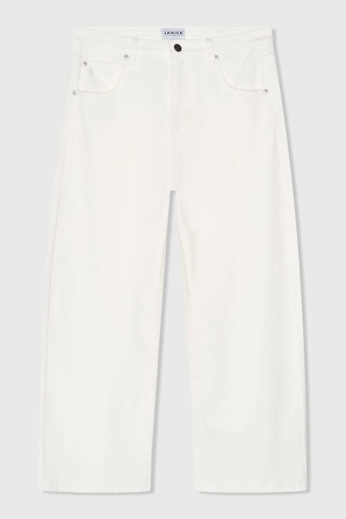 Weiße Barrel-Jeans für Damen, mittlere Leibhöhe, Baxter