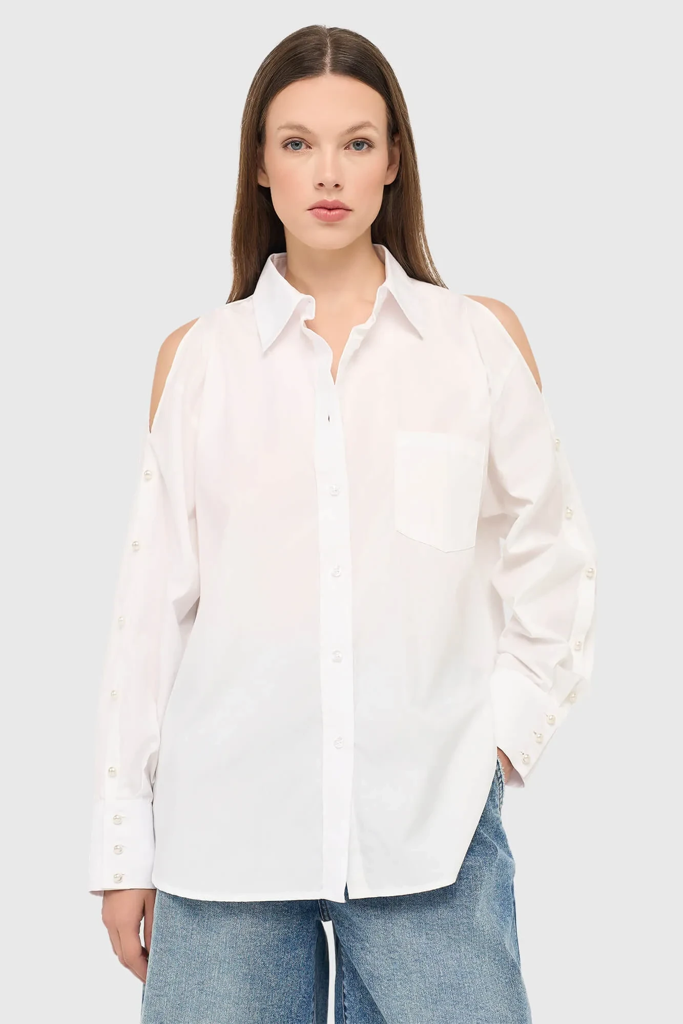 Weiße Baumwollbluse für Damen – Baumwolle – Paul